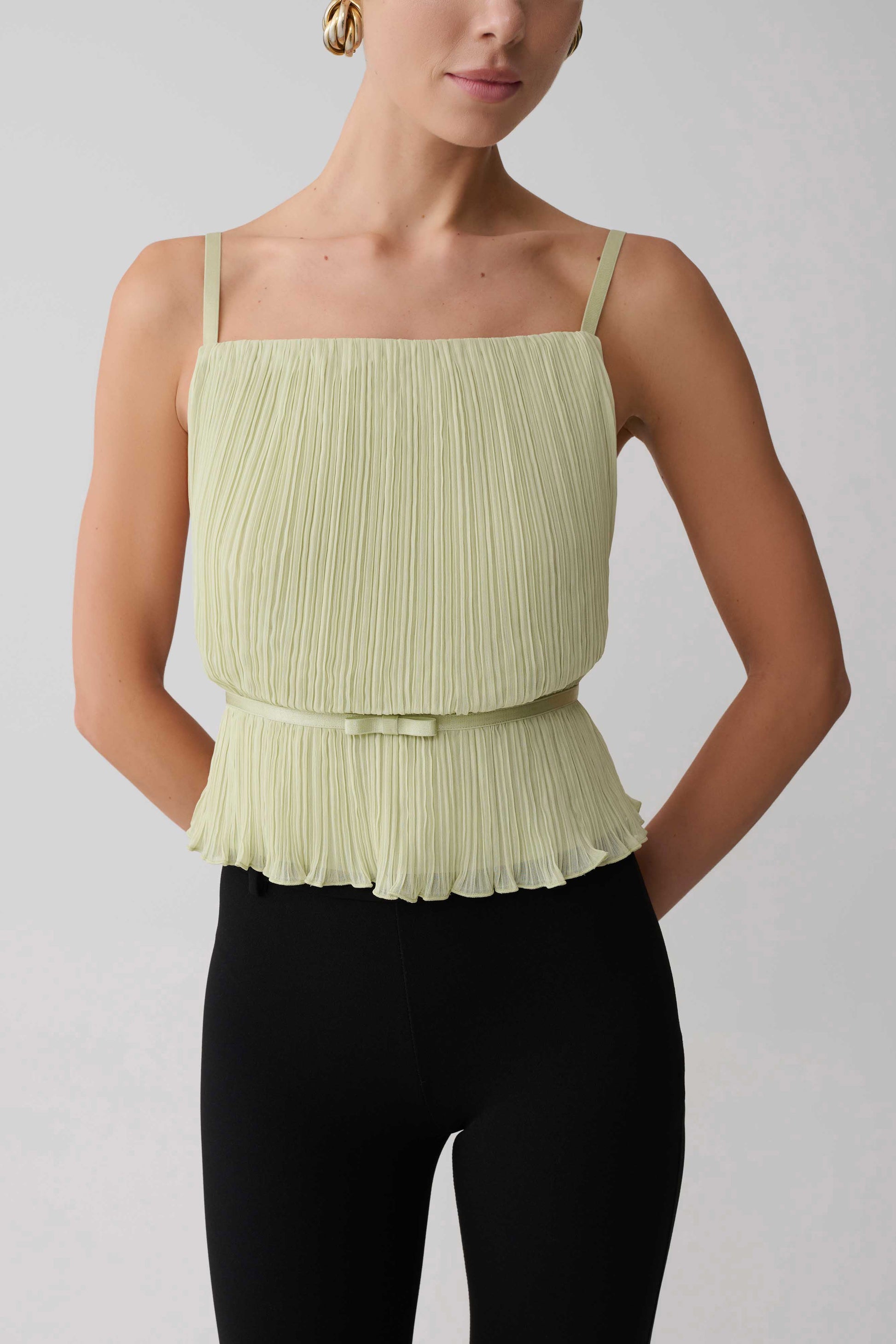 Lilou Pleated Sleeveless Top - Sage #3