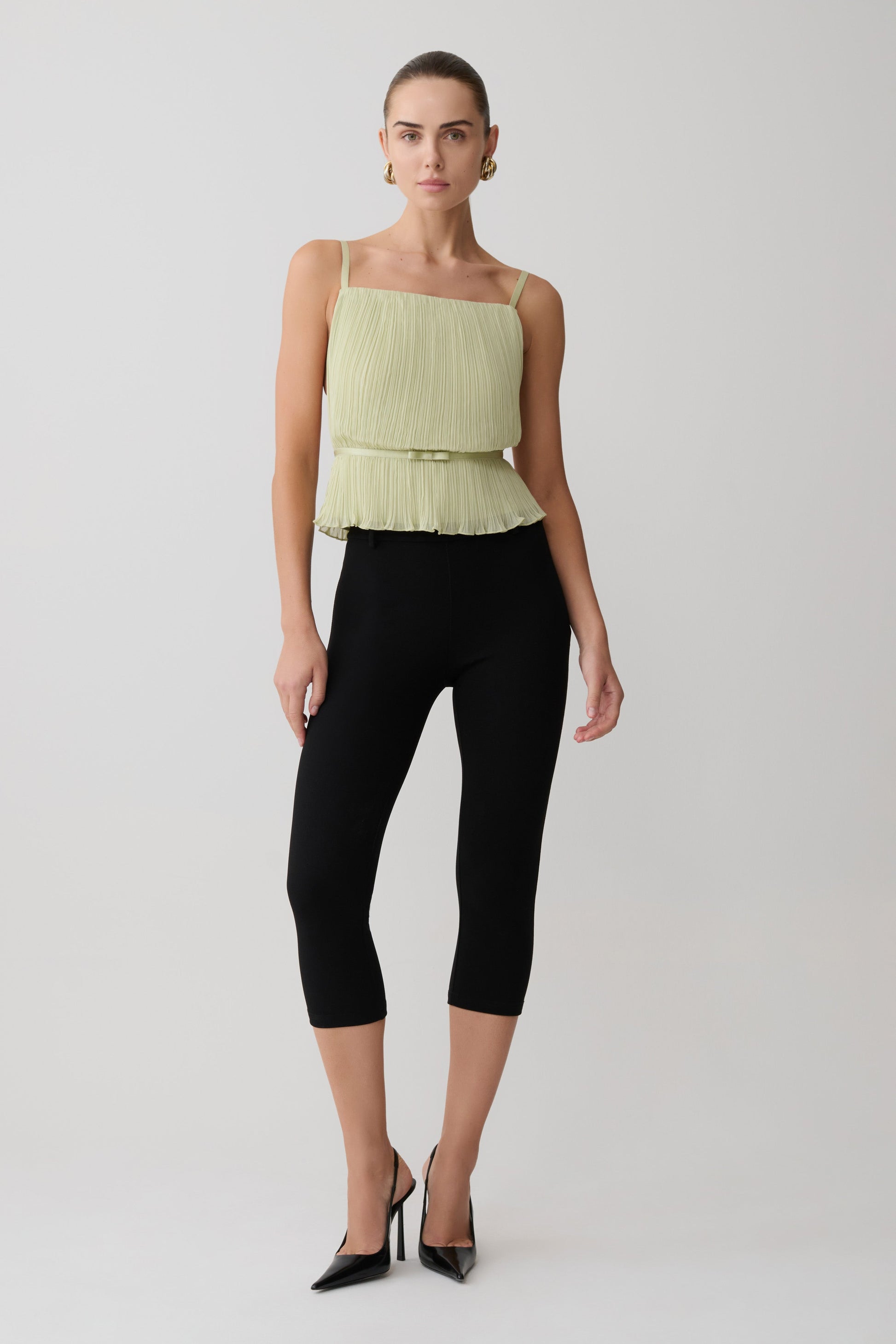 Lilou Pleated Sleeveless Top - Sage #8