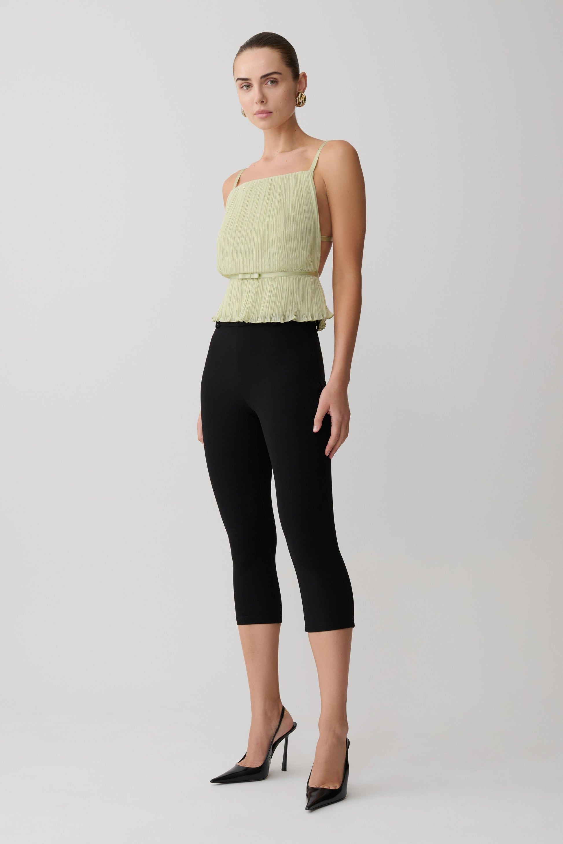 Lilou Pleated Sleeveless Top - Sage #5