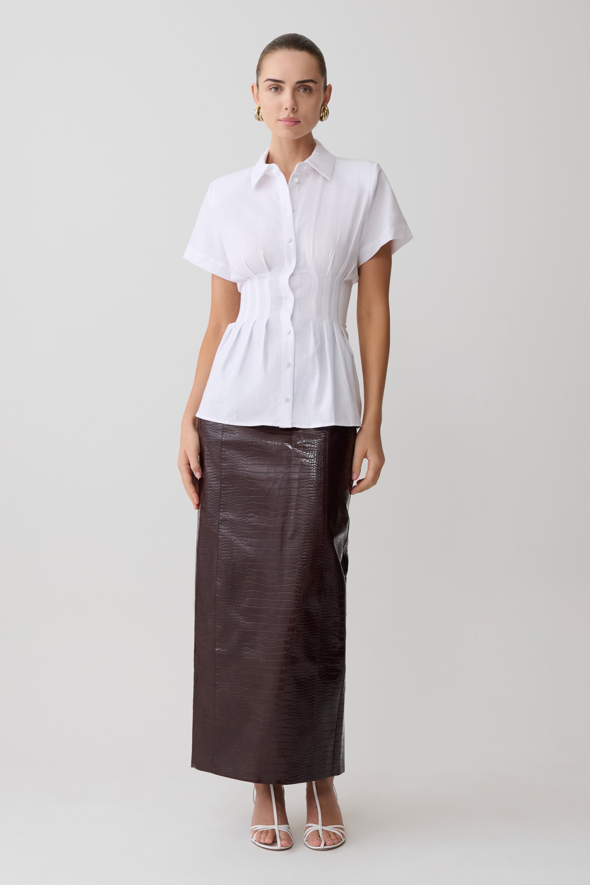 Selma Short Sleeve Linen Shirt - White #3