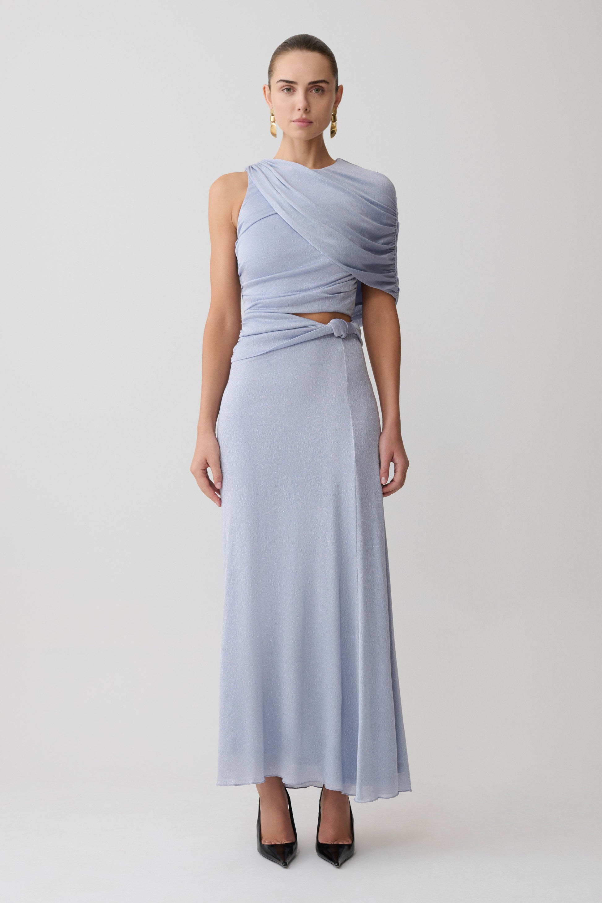 Adrienne One Shoulder Lurex Top - Pastel Blue #3