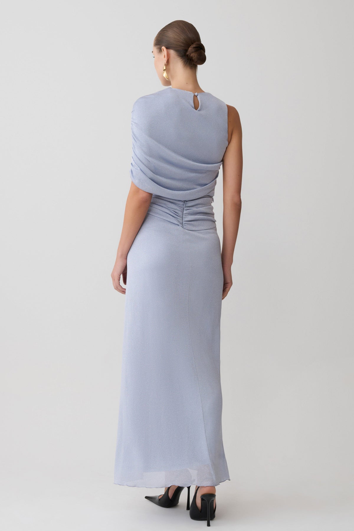 Adrienne One Shoulder Lurex Top - Pastel Blue #5