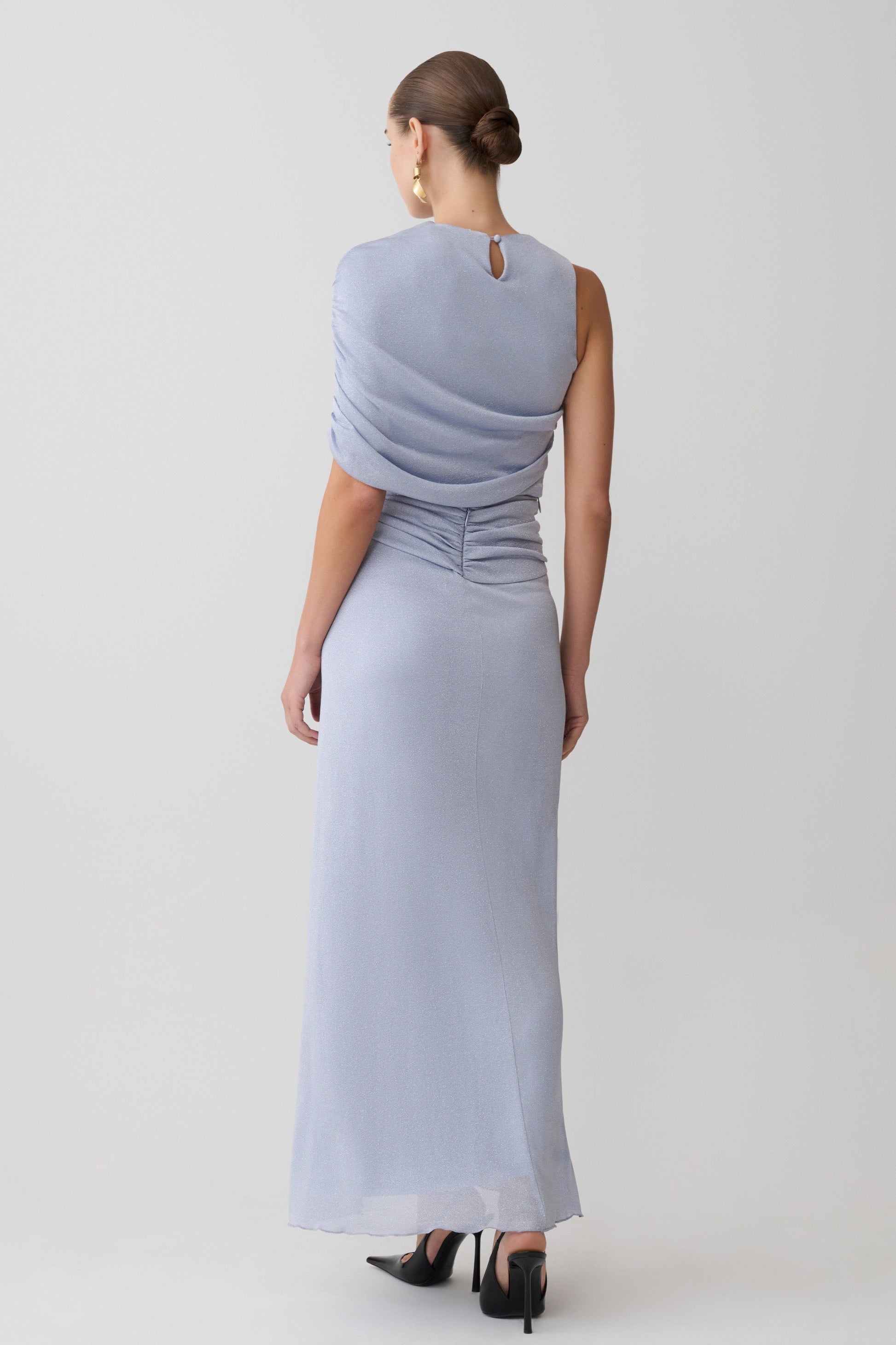 Adrienne One Shoulder Lurex Top - Pastel Blue #5
