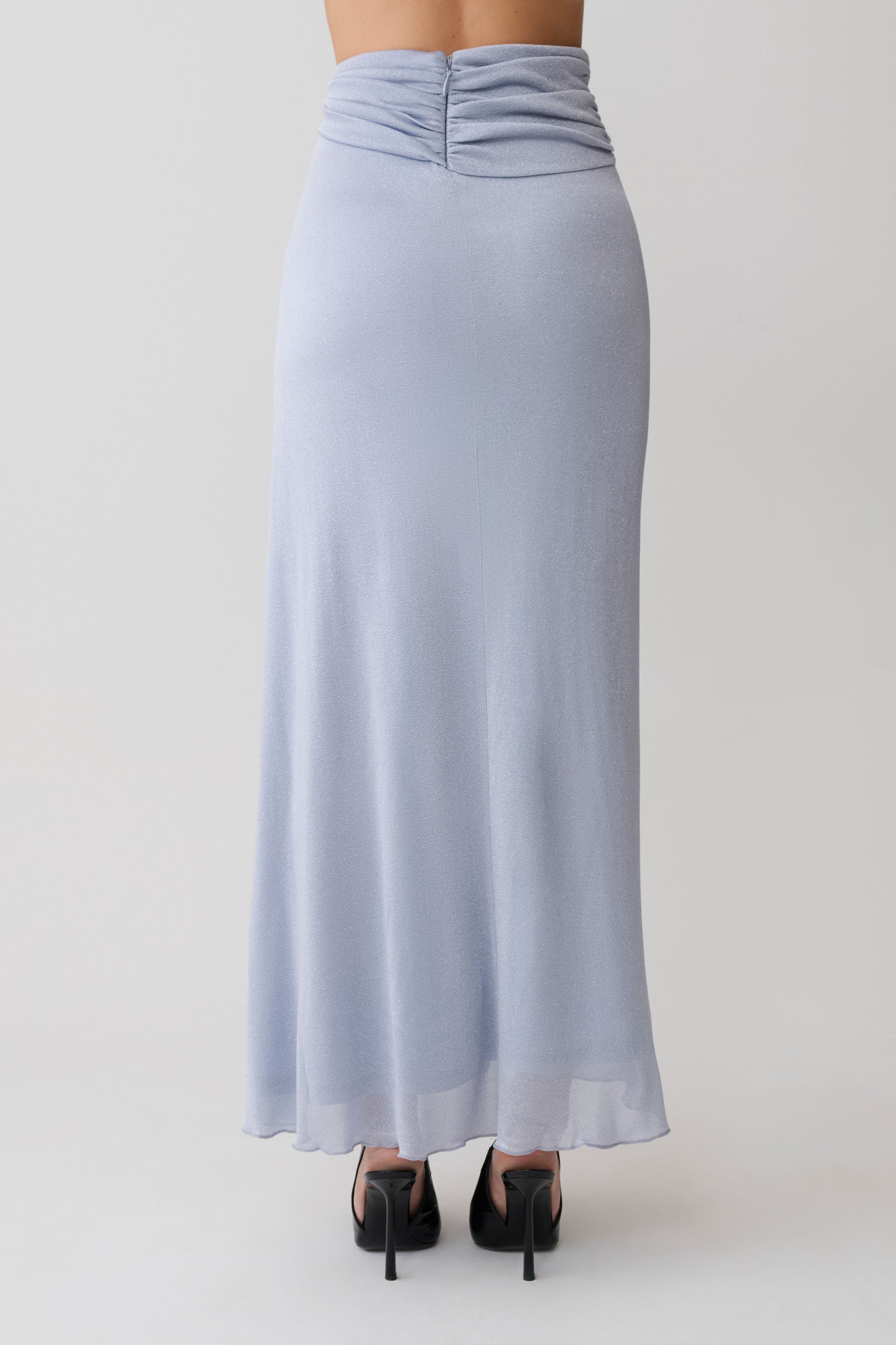 Adrienne Lurex Knot Maxi Skirt - Pastel Blue #6