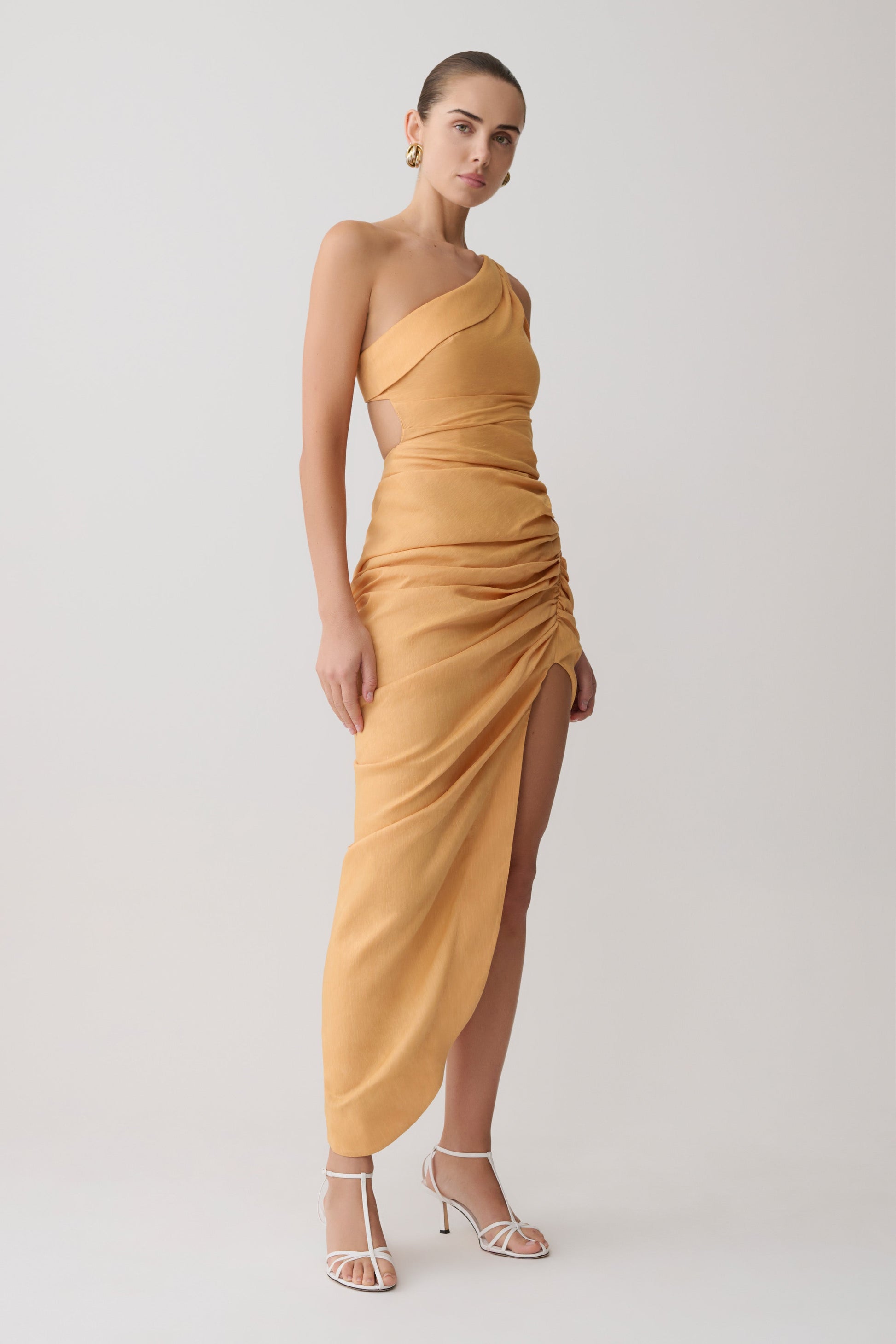 Birgit Linen Midi Dress With Hardware - Deep Peach #2