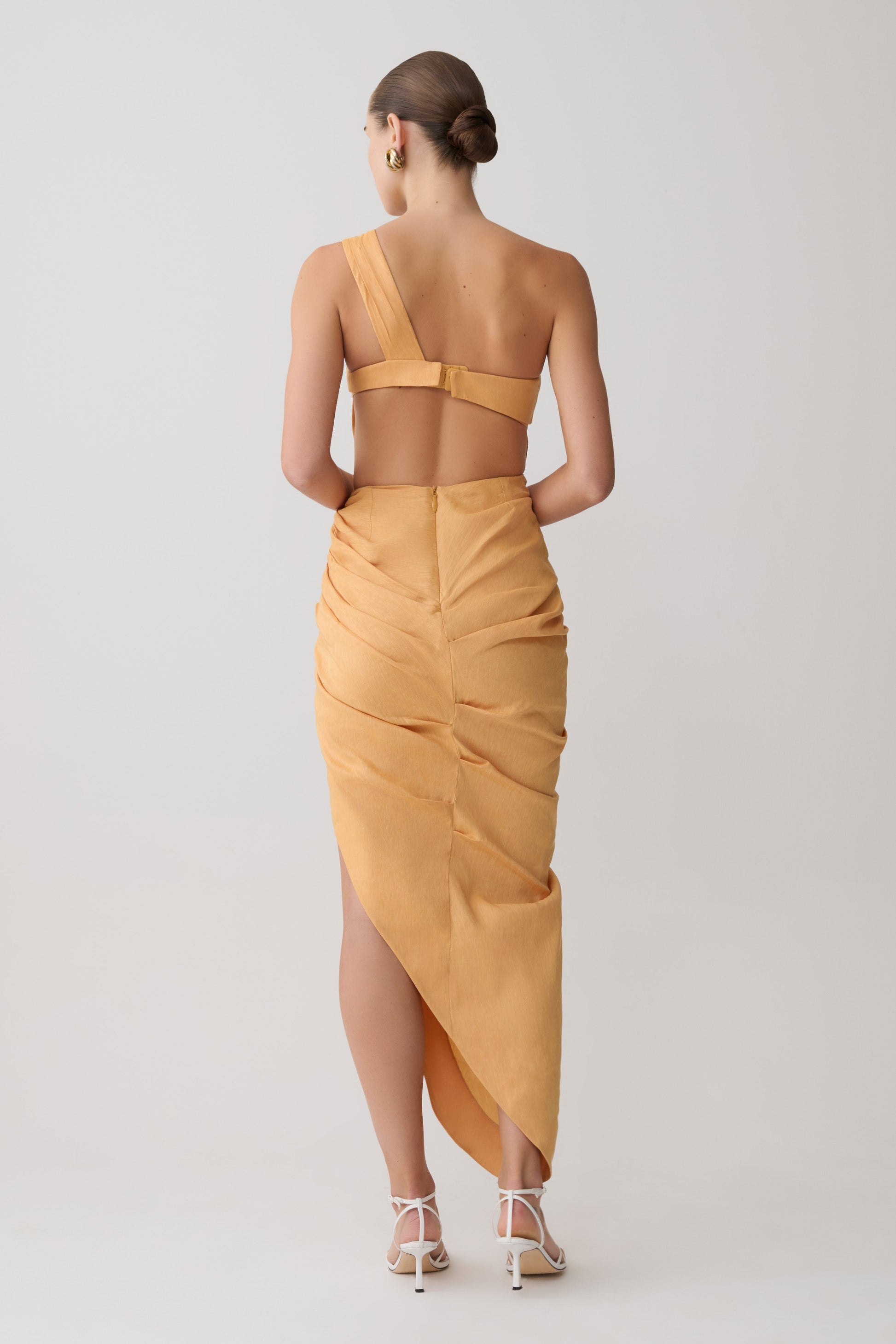 Birgit Linen Midi Dress With Hardware - Deep Peach #3