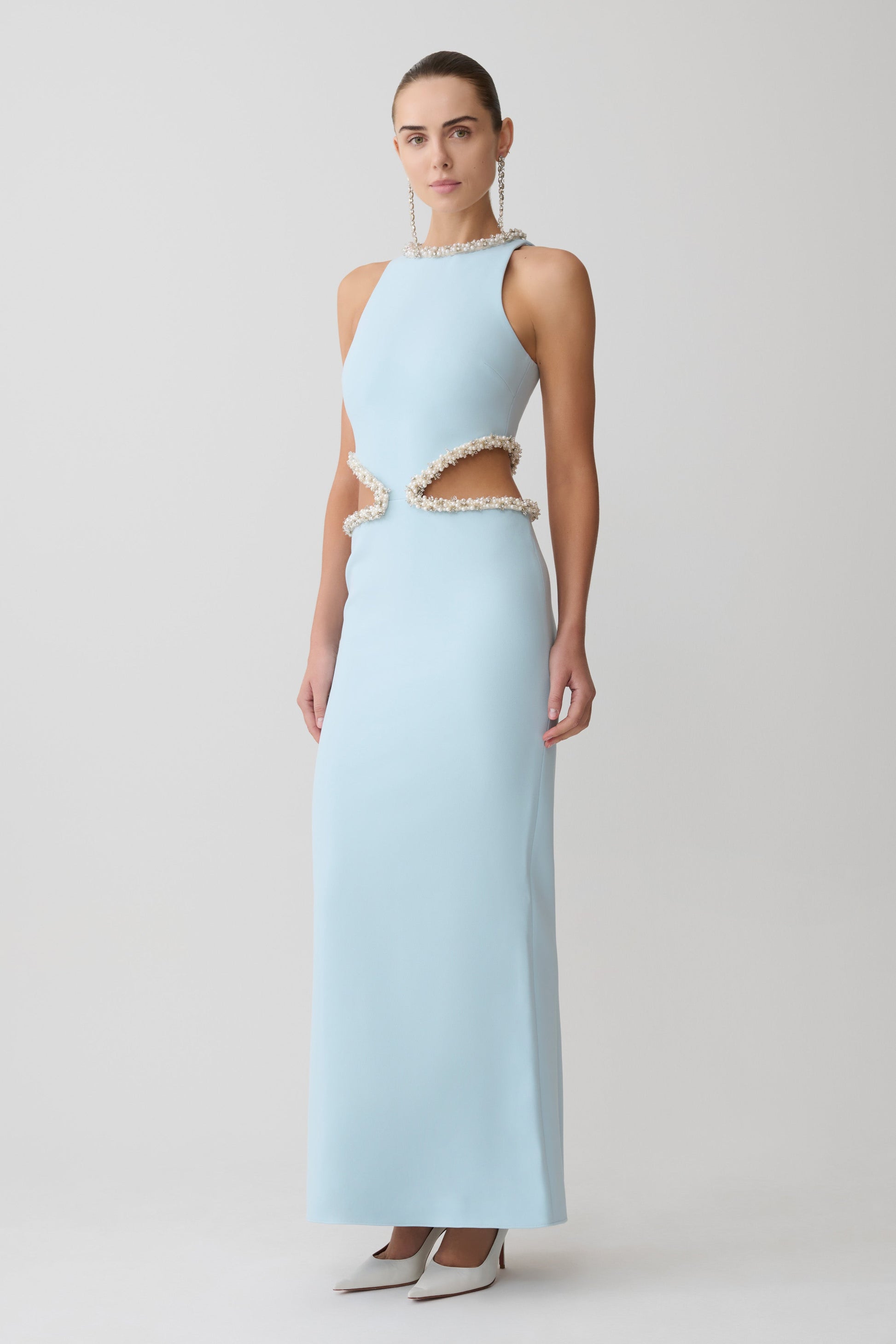 Nicole Embellished Cut Out Maxi Dress - Pale Blue #3