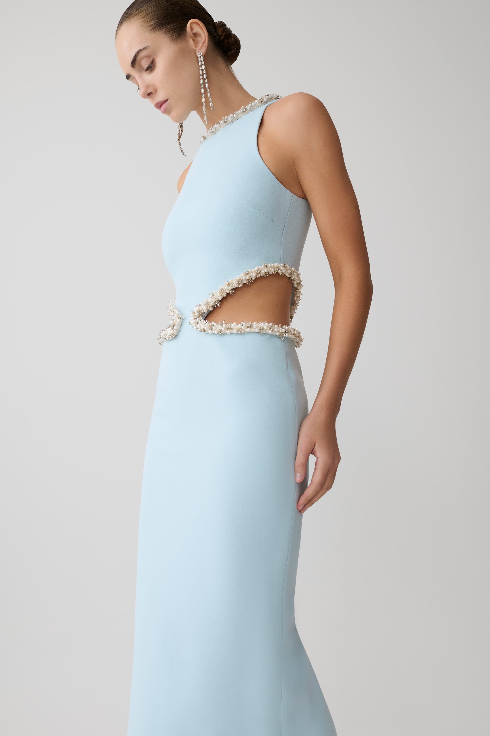 Nicole Embellished Cut Out Maxi Dress - Pale Blue #5