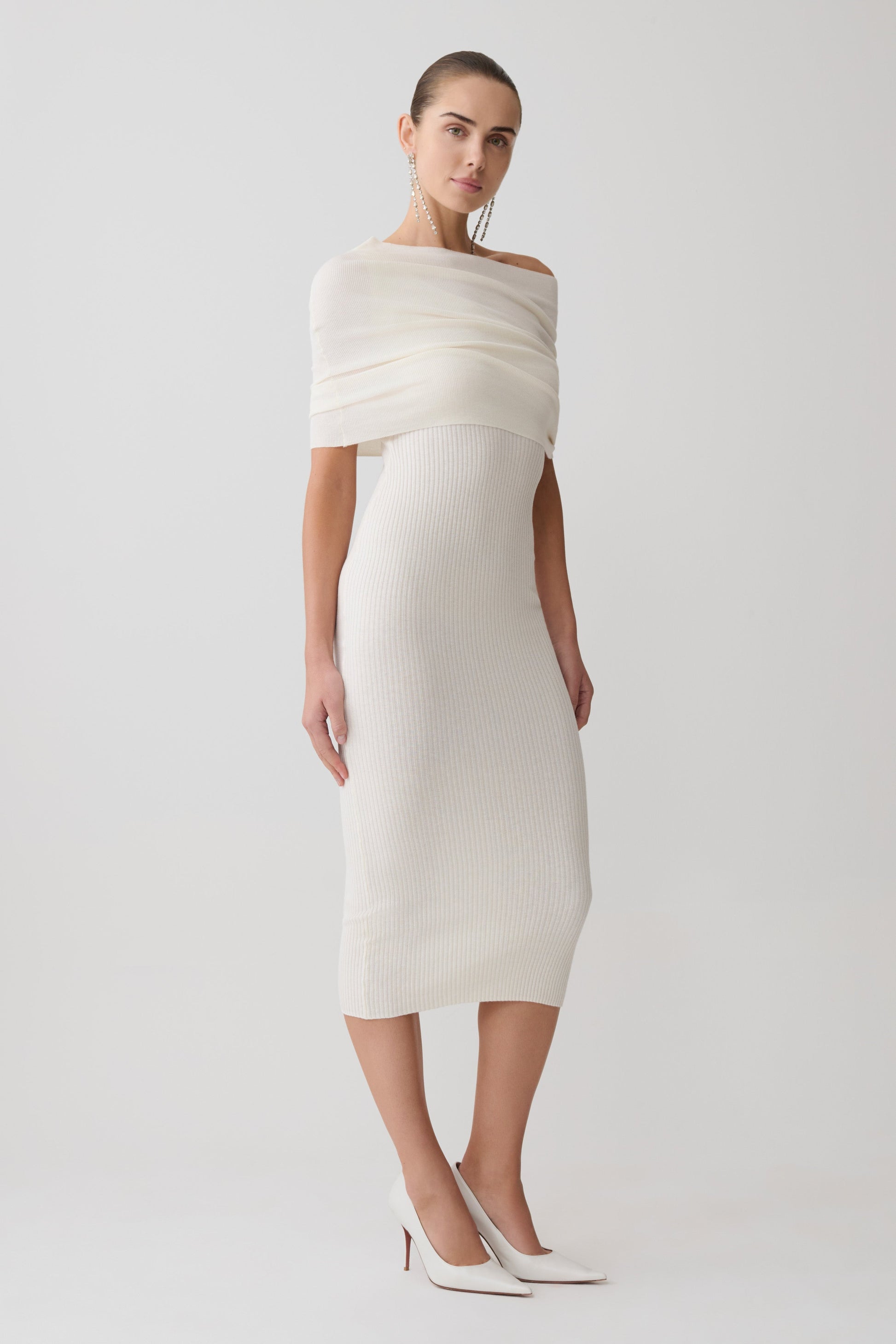 Zandie Cashmere Blend Knit Midi Dress - Ivory #2