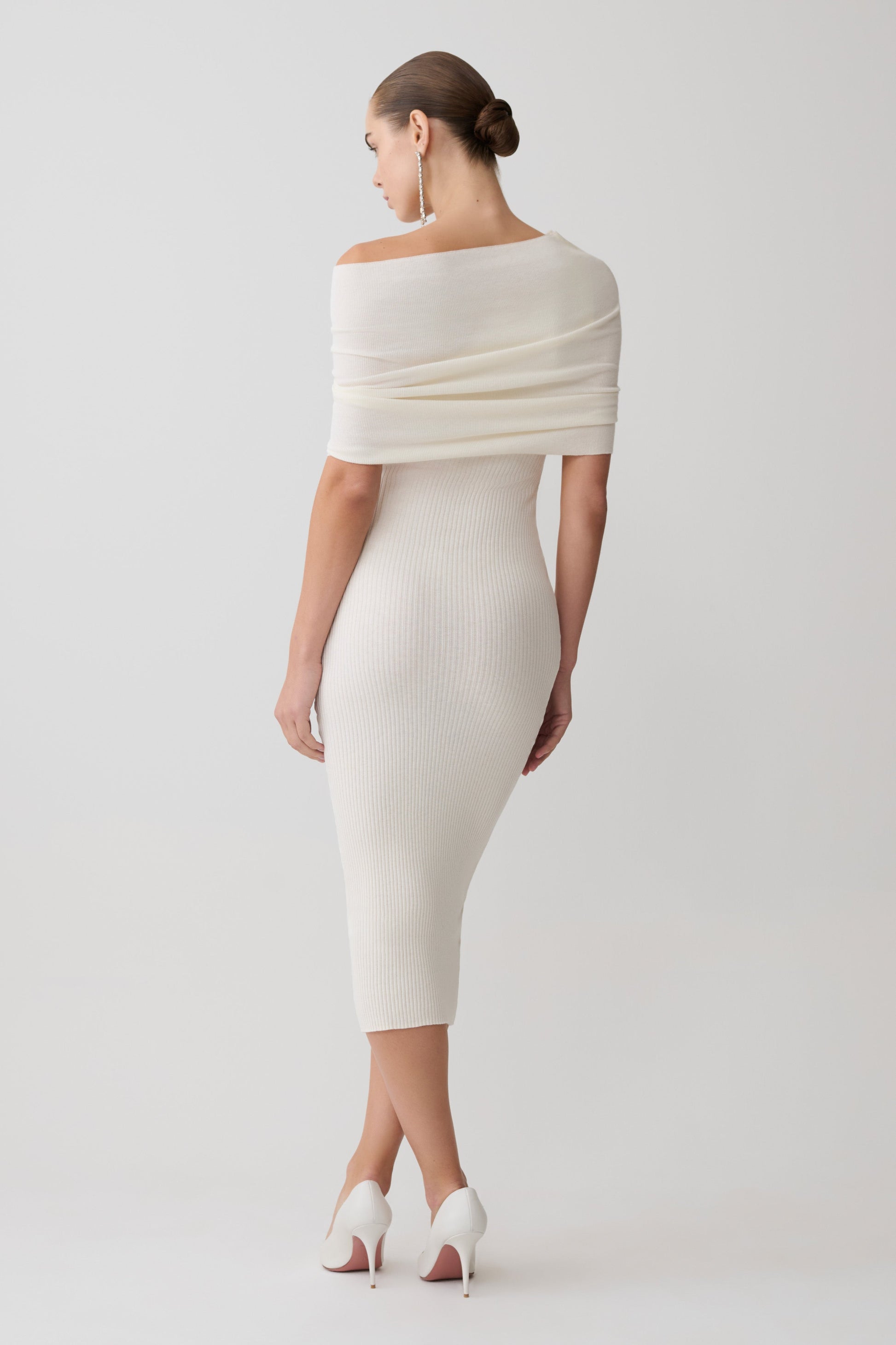 Zandie Cashmere Blend Knit Midi Dress - Ivory #3
