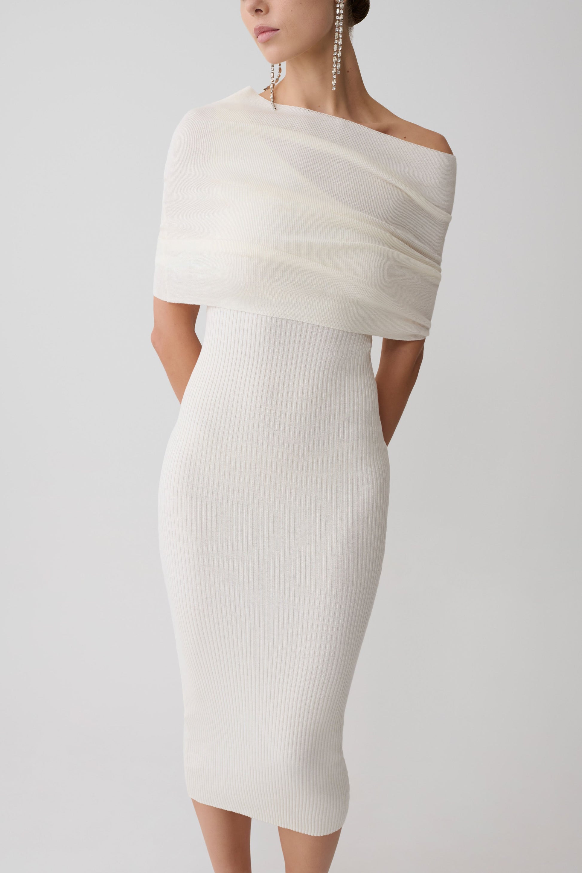 Zandie Cashmere Blend Knit Midi Dress - Ivory #4
