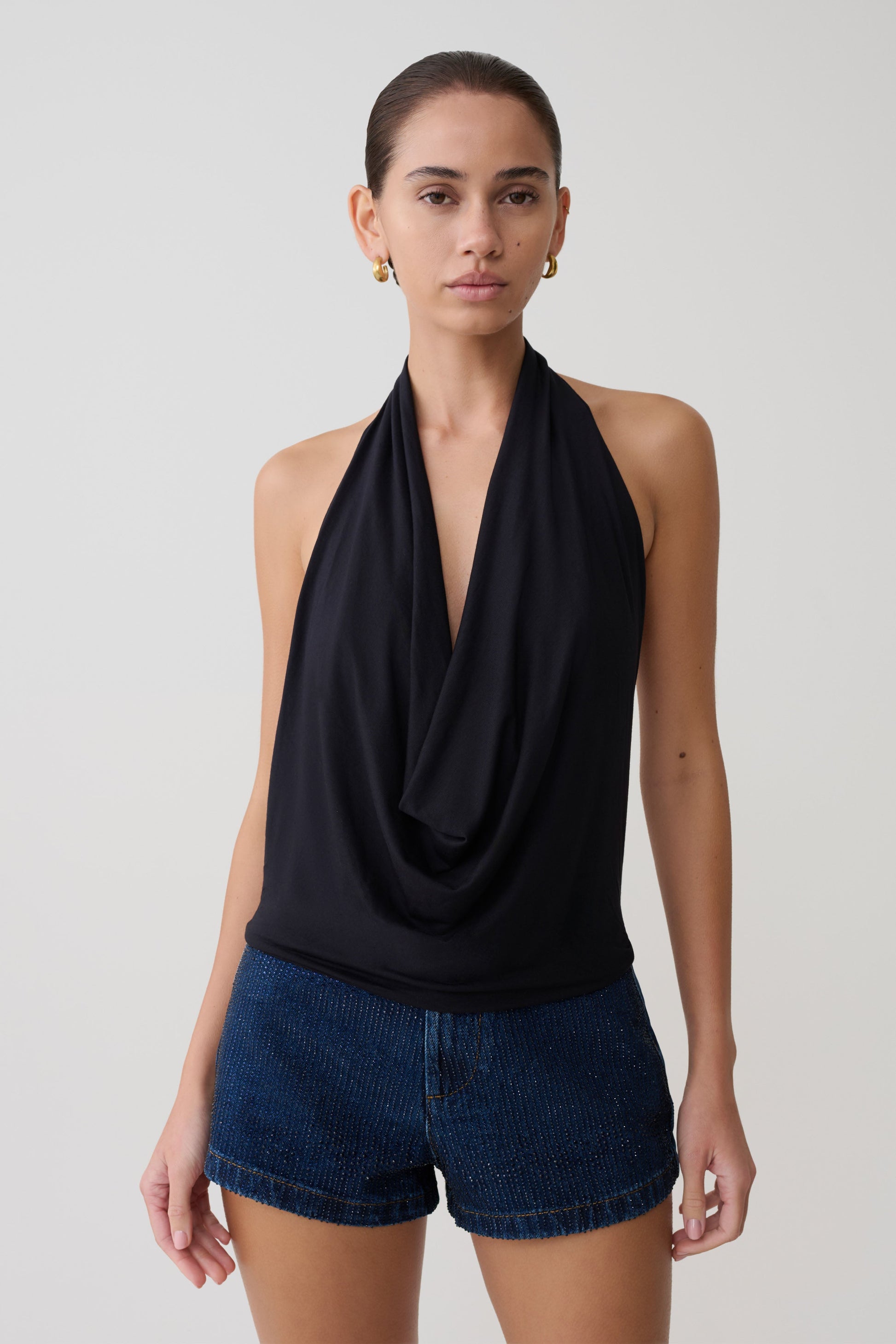 Huyen Cowl Front Modal Top - Black #2