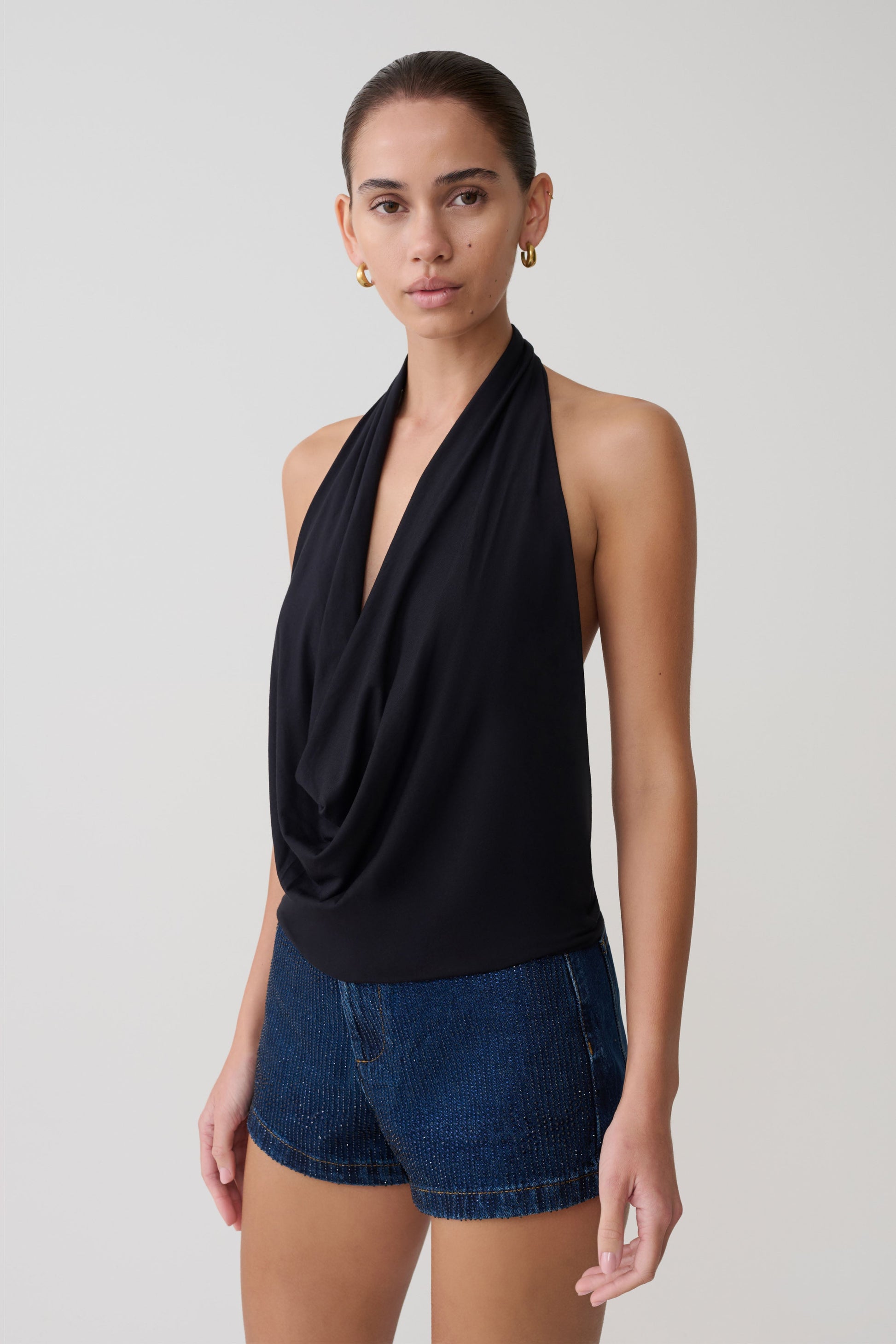 Huyen Cowl Front Modal Top - Black #3