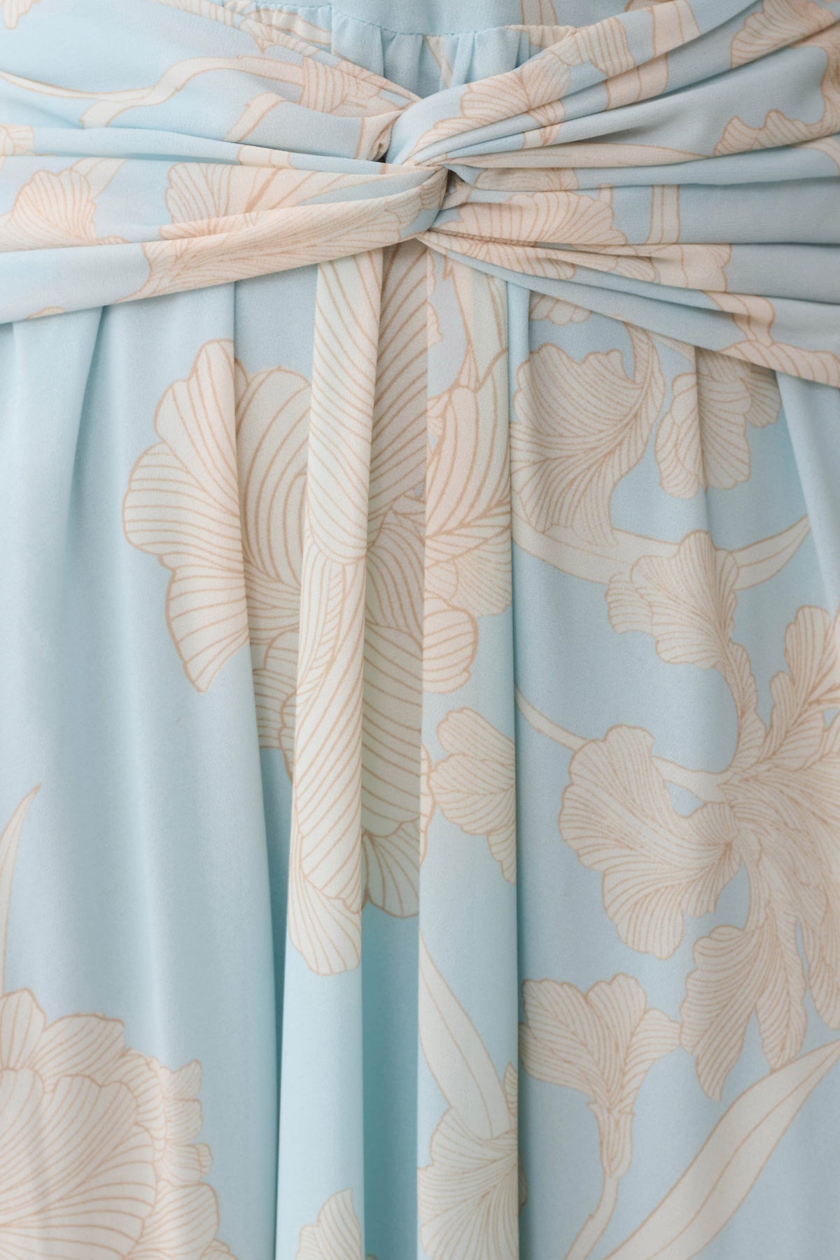 Cyra Plunge Chiffon Midi Dress - Blue Floral Print #11