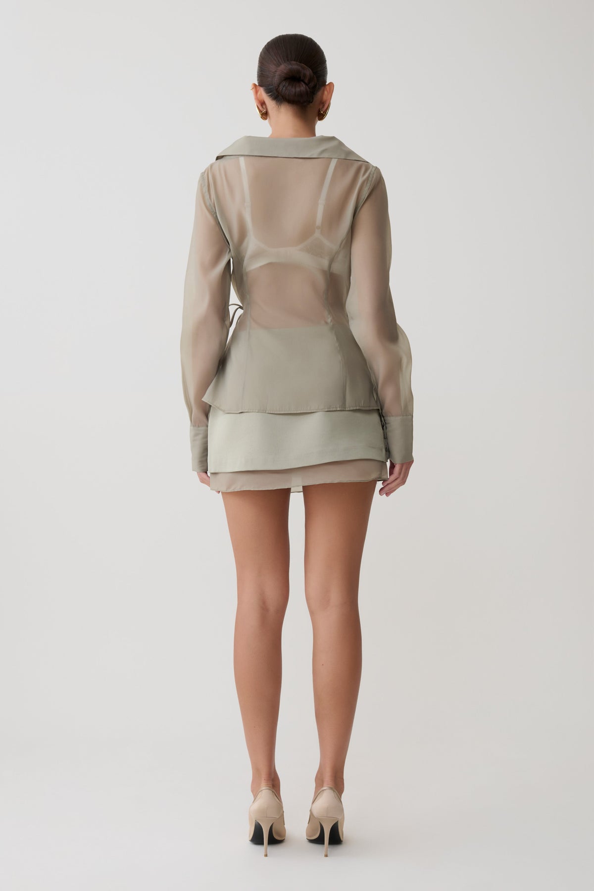 Frankie Organza Cross Over Shirt - Smoke #5