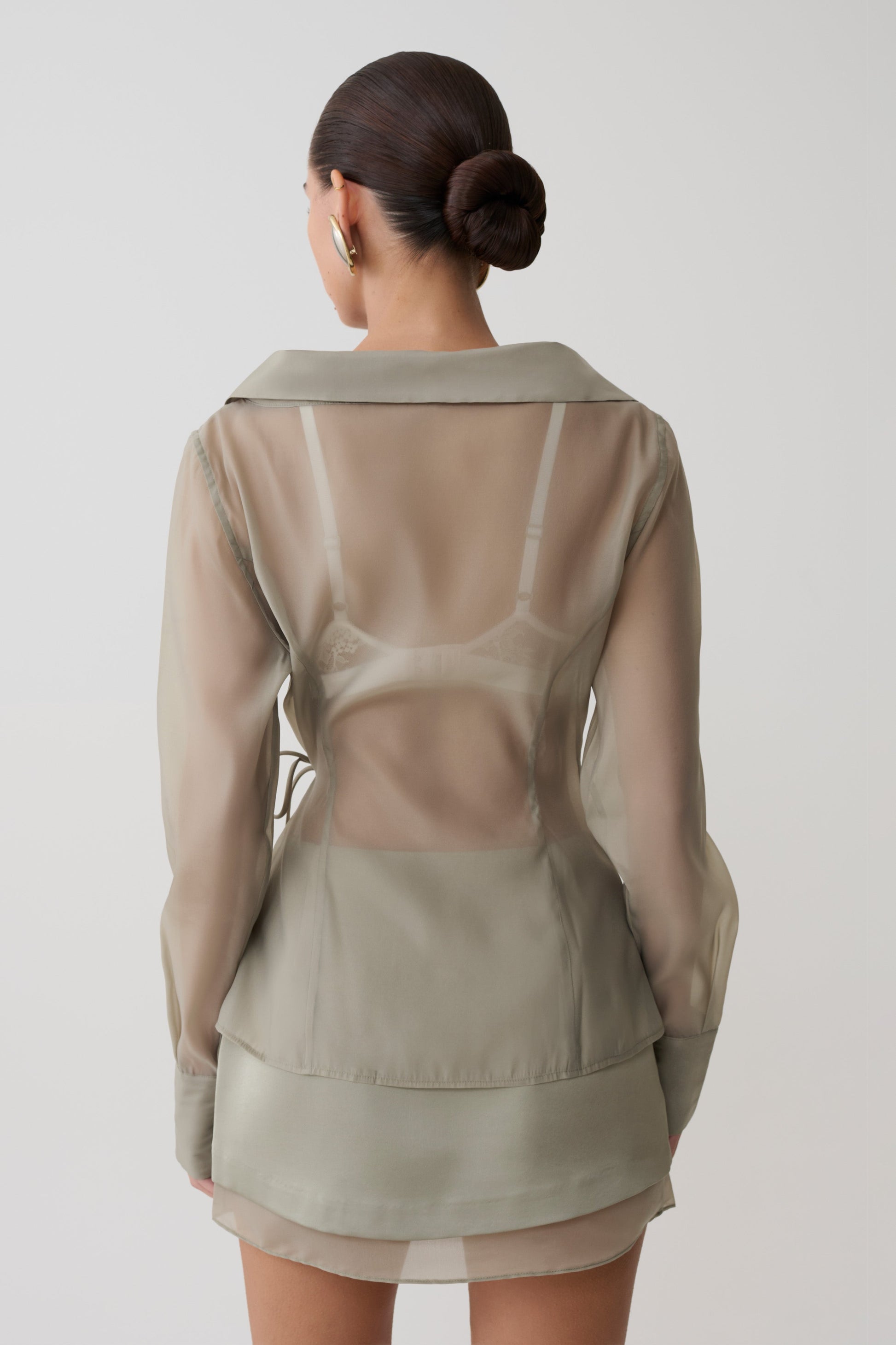 Frankie Organza Cross Over Shirt - Smoke #3