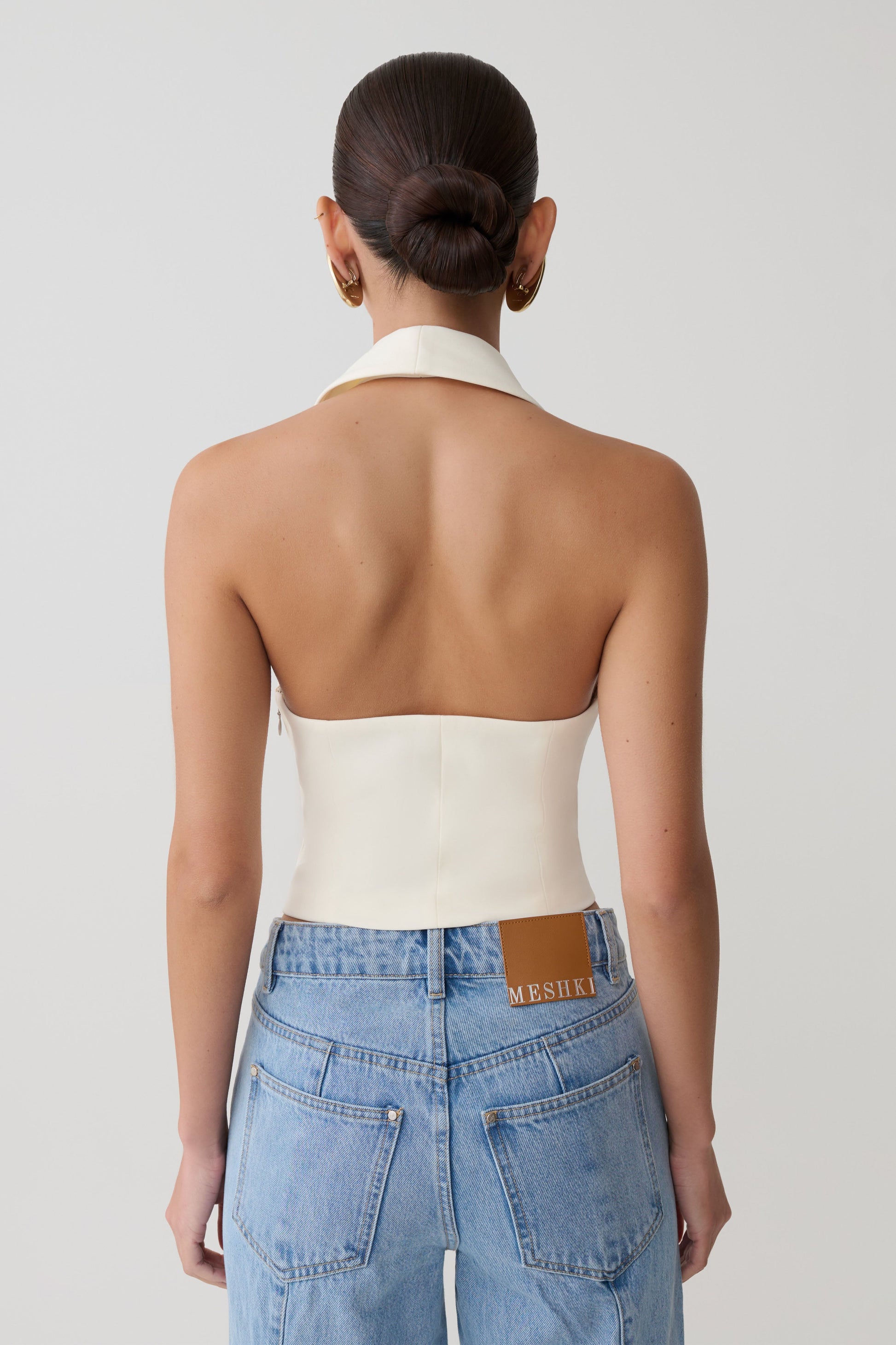 Calla Collared Sleeveless Halter Top - Ivory #2