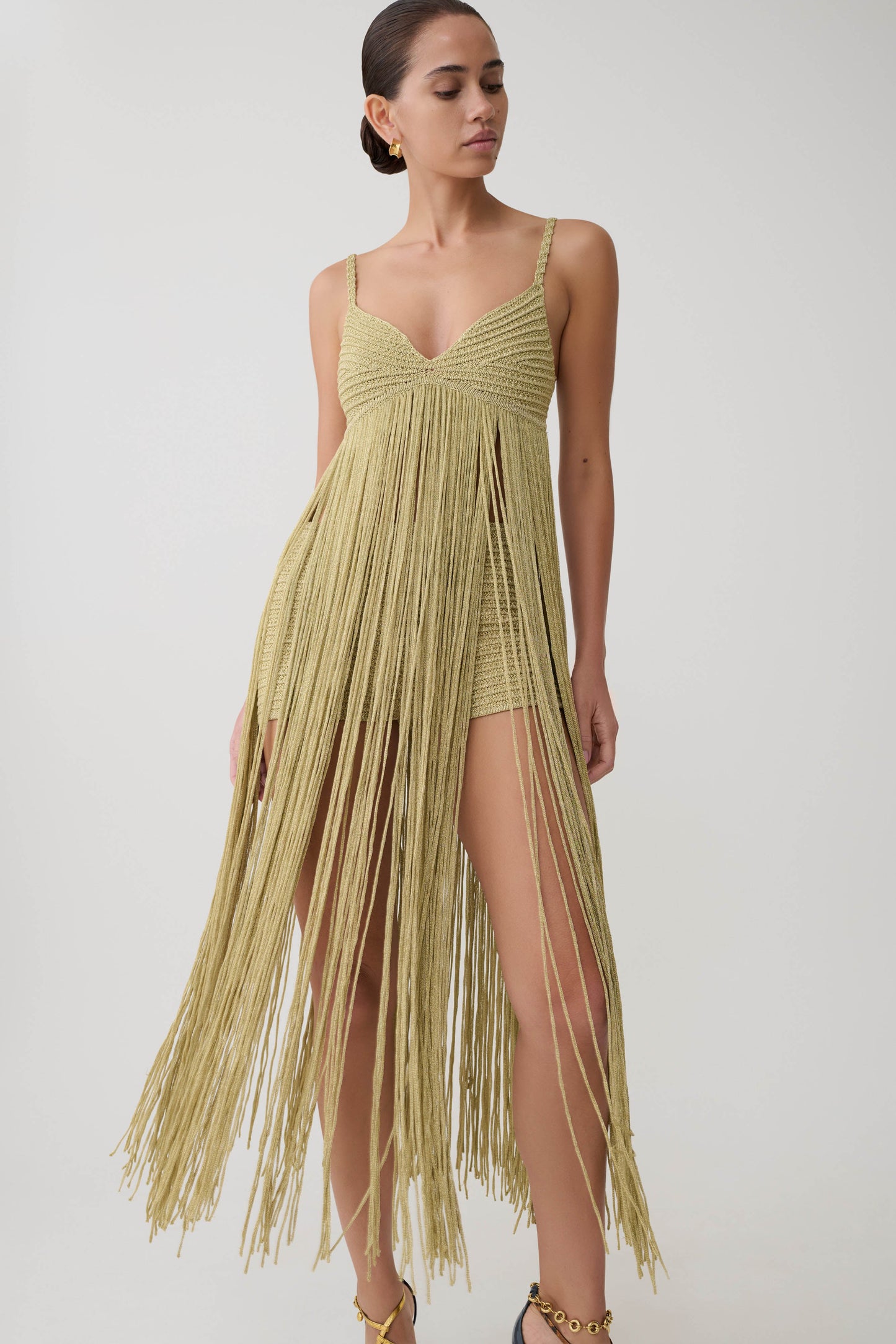 Renee Lurex Crochet Maxi Dress - Gold