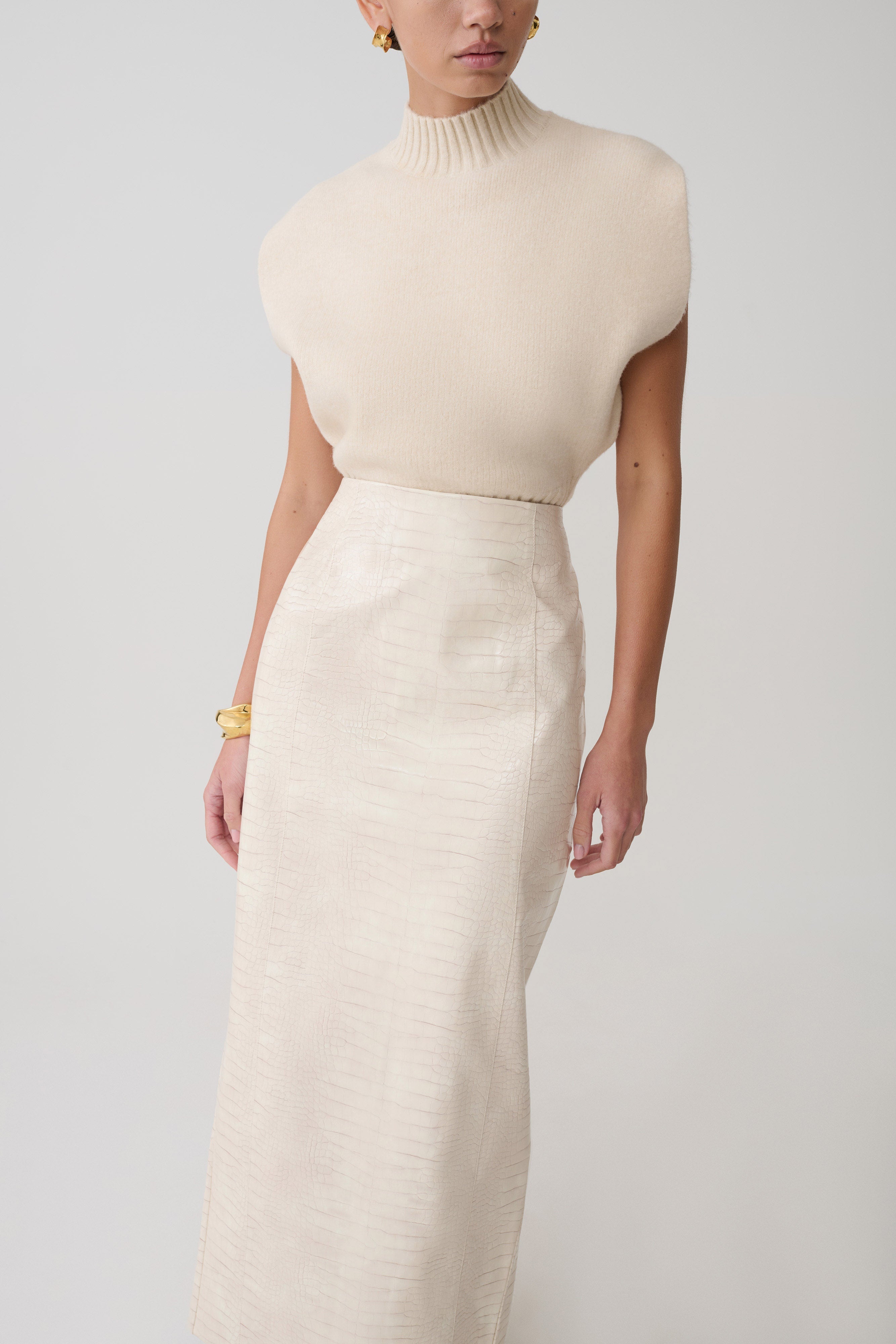 Niko Knit Oversized Top - Ivory | MESHKI UK