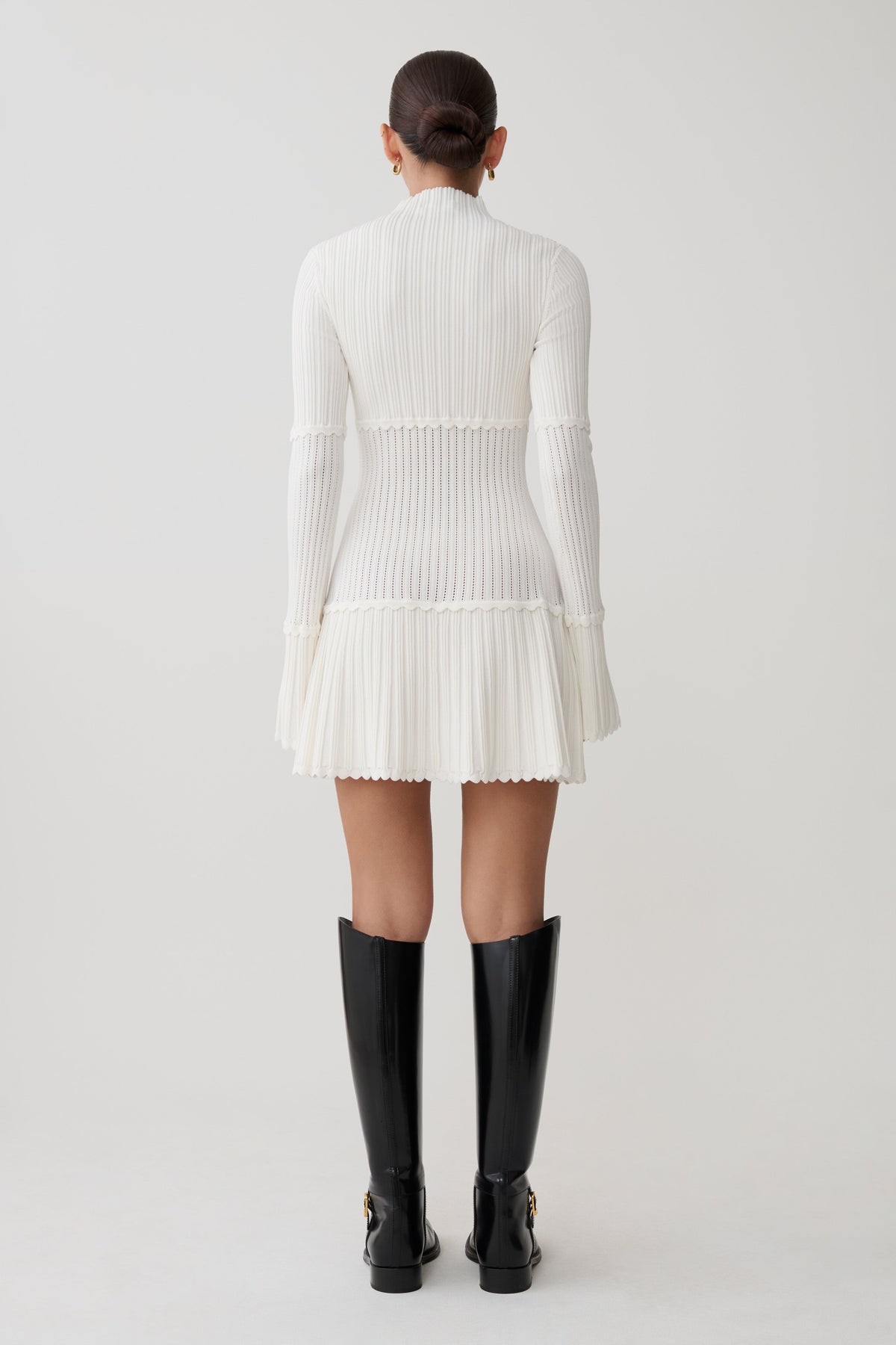Adena Pointelle Knit Mini Dress - Ivory #2