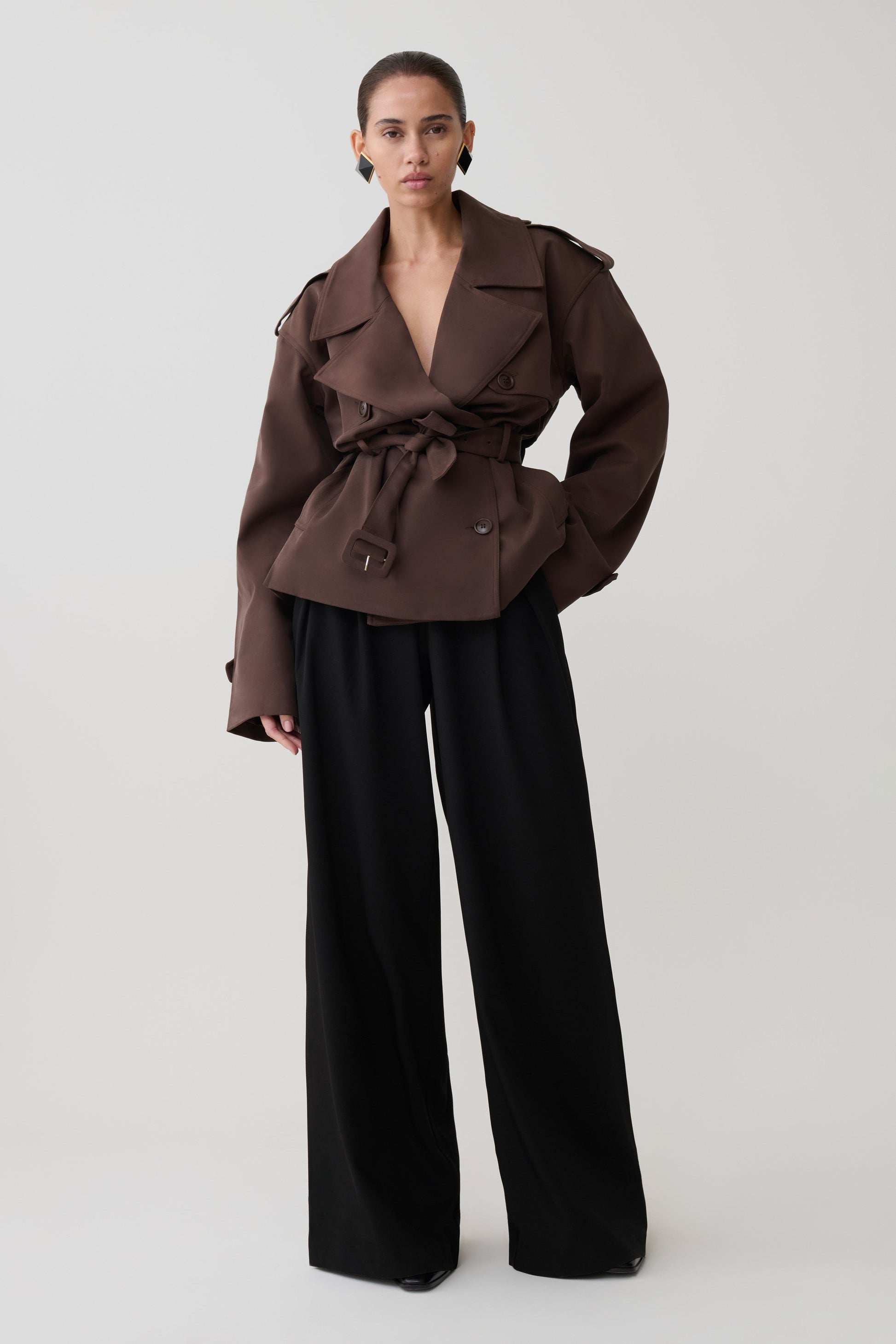 Alden Short Trench Jacket - Chocolate #4