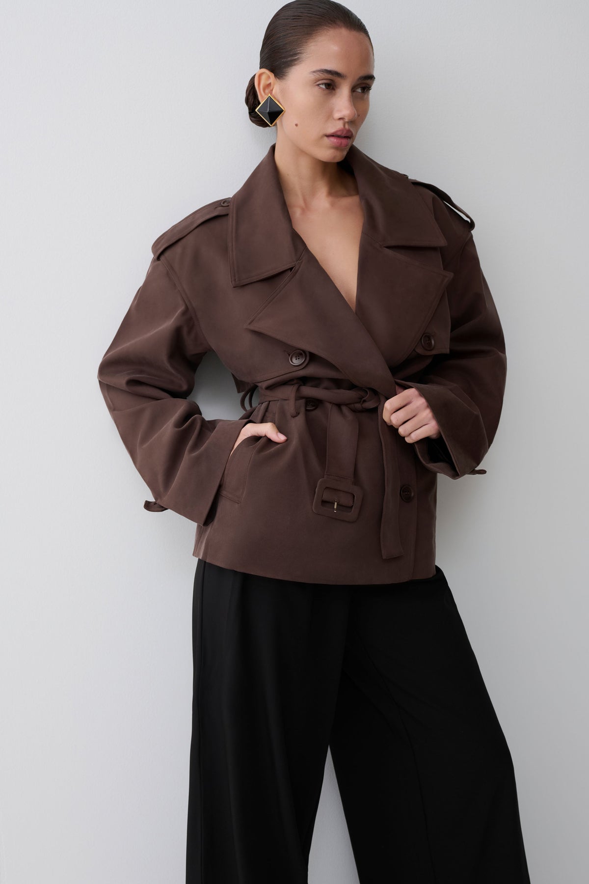 Alden Short Trench Jacket - Chocolate #11