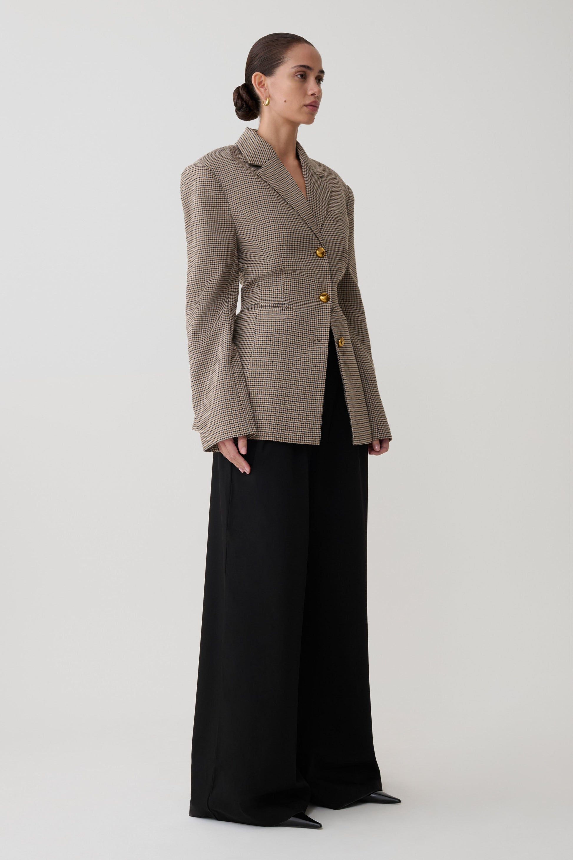 Mila Shaped Blazer - Tan Check #4