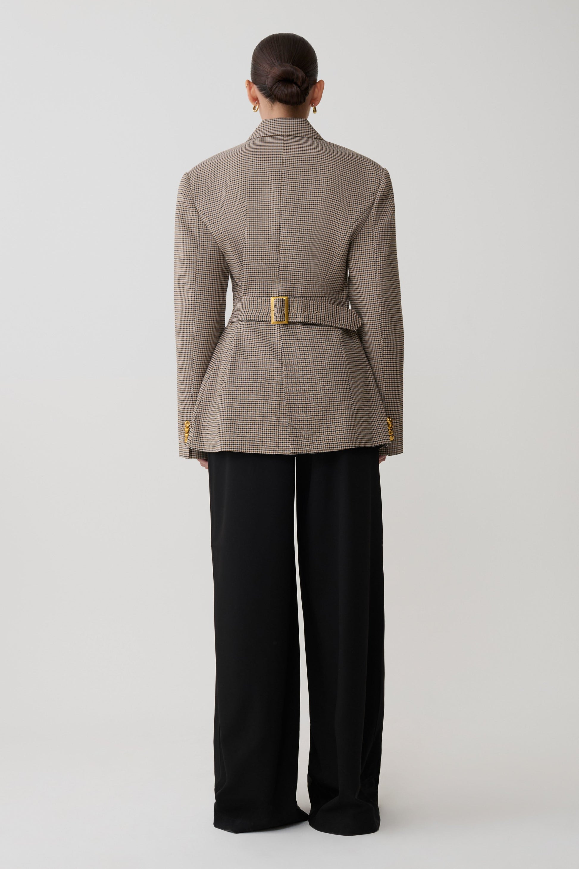 Mila Shaped Blazer - Tan Check #3