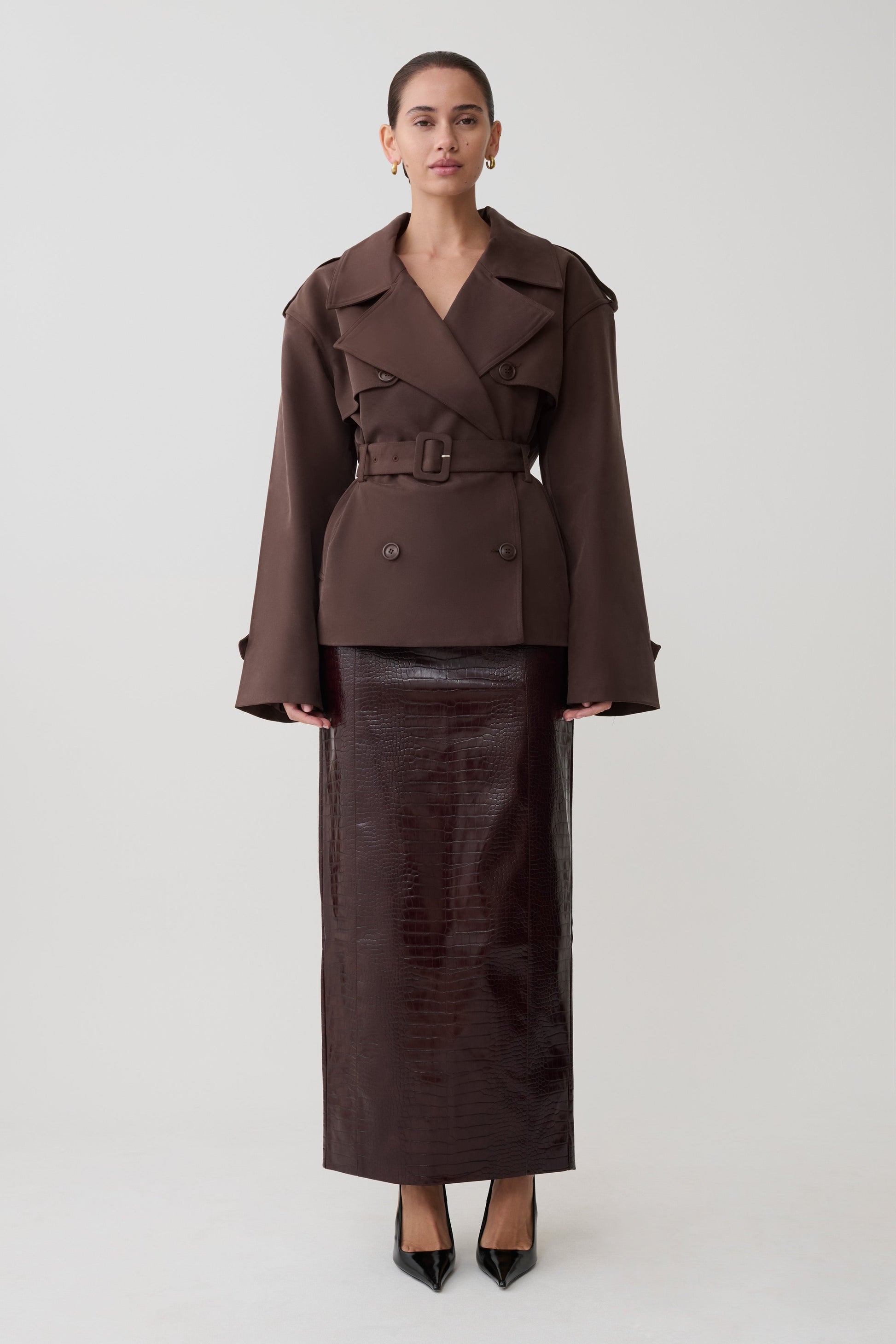 Alden Short Trench Jacket - Chocolate #7