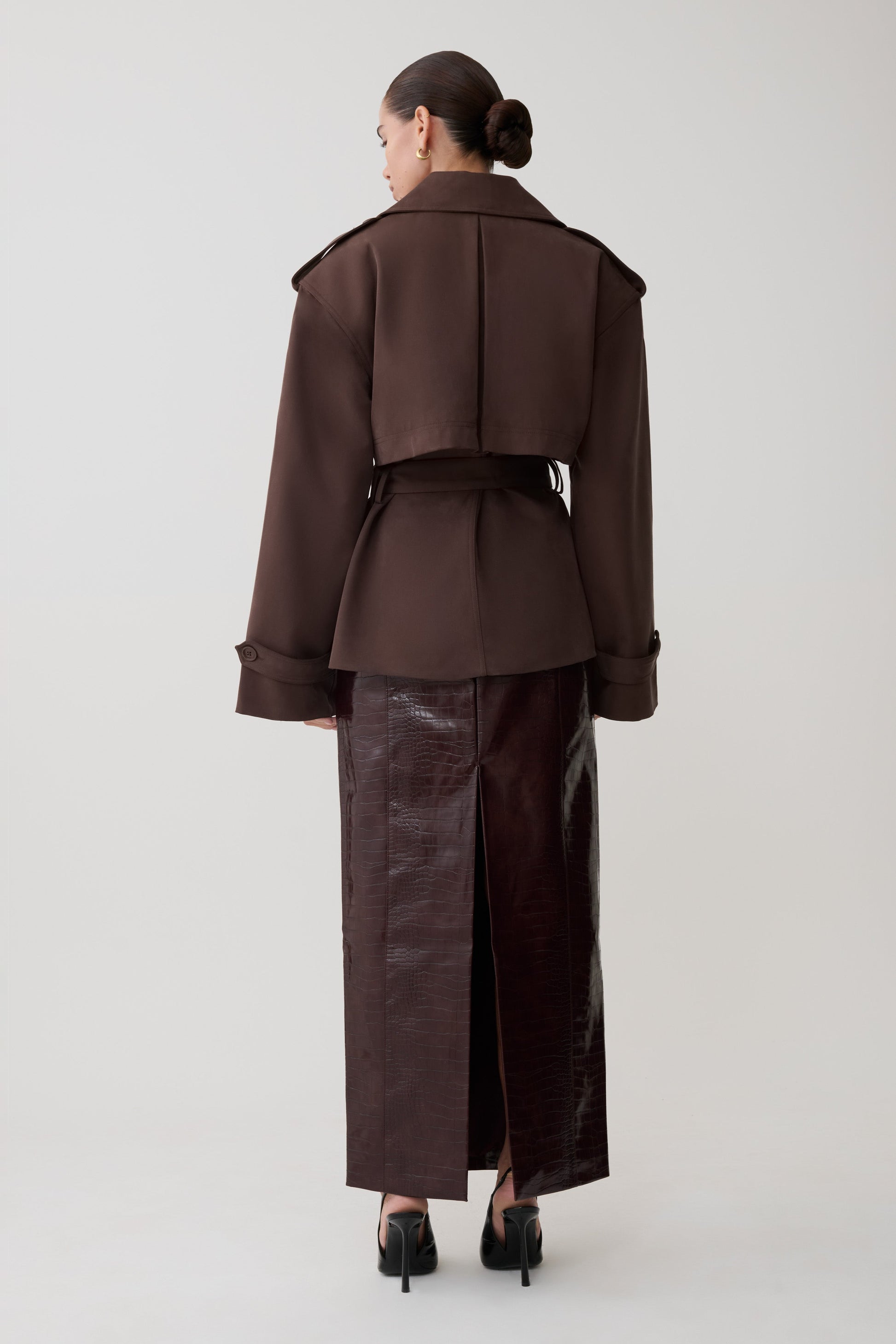 Alden Short Trench Jacket - Chocolate #9
