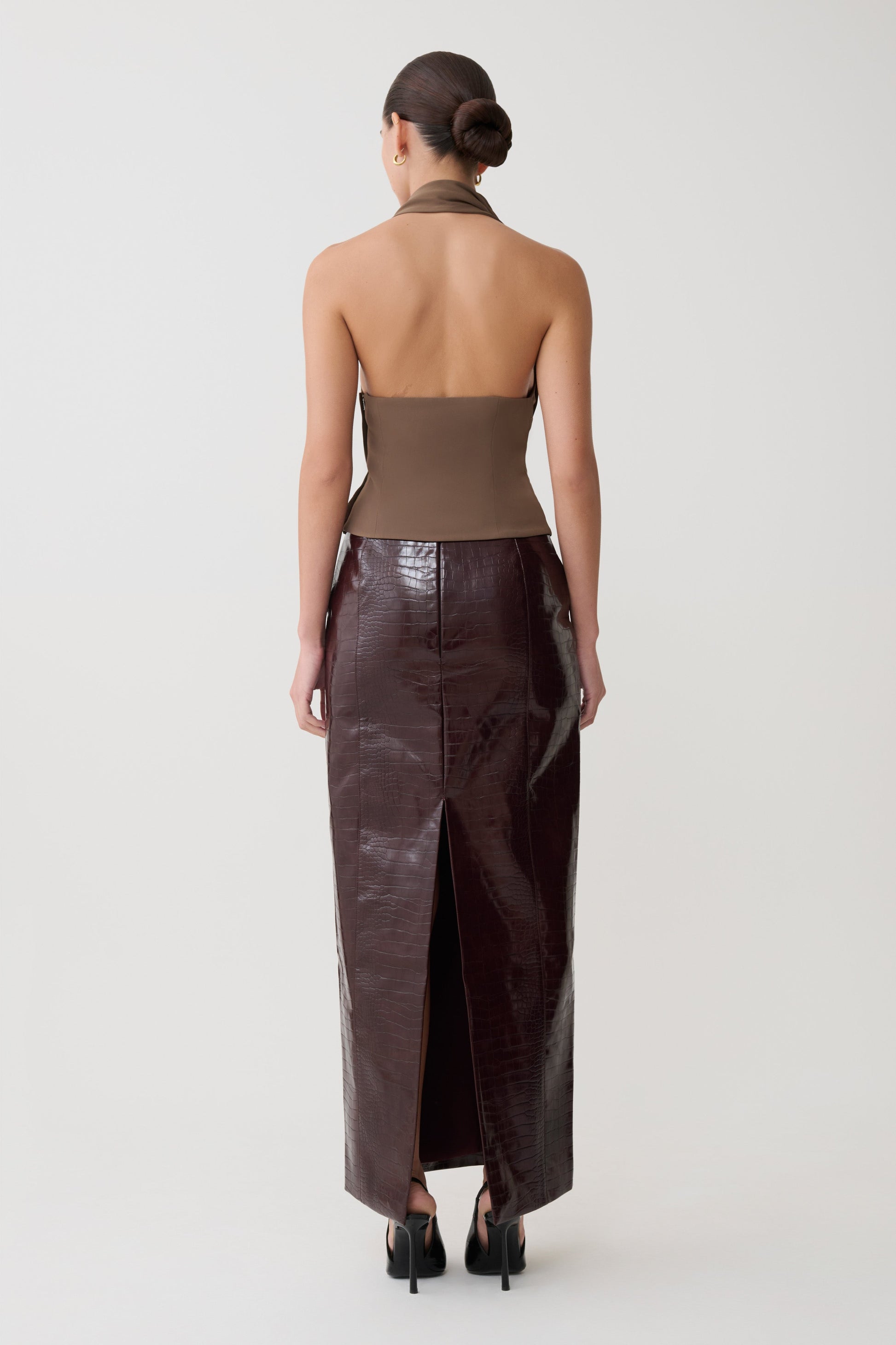 Marina Halter Top With Hardware - Cacao Brown #2