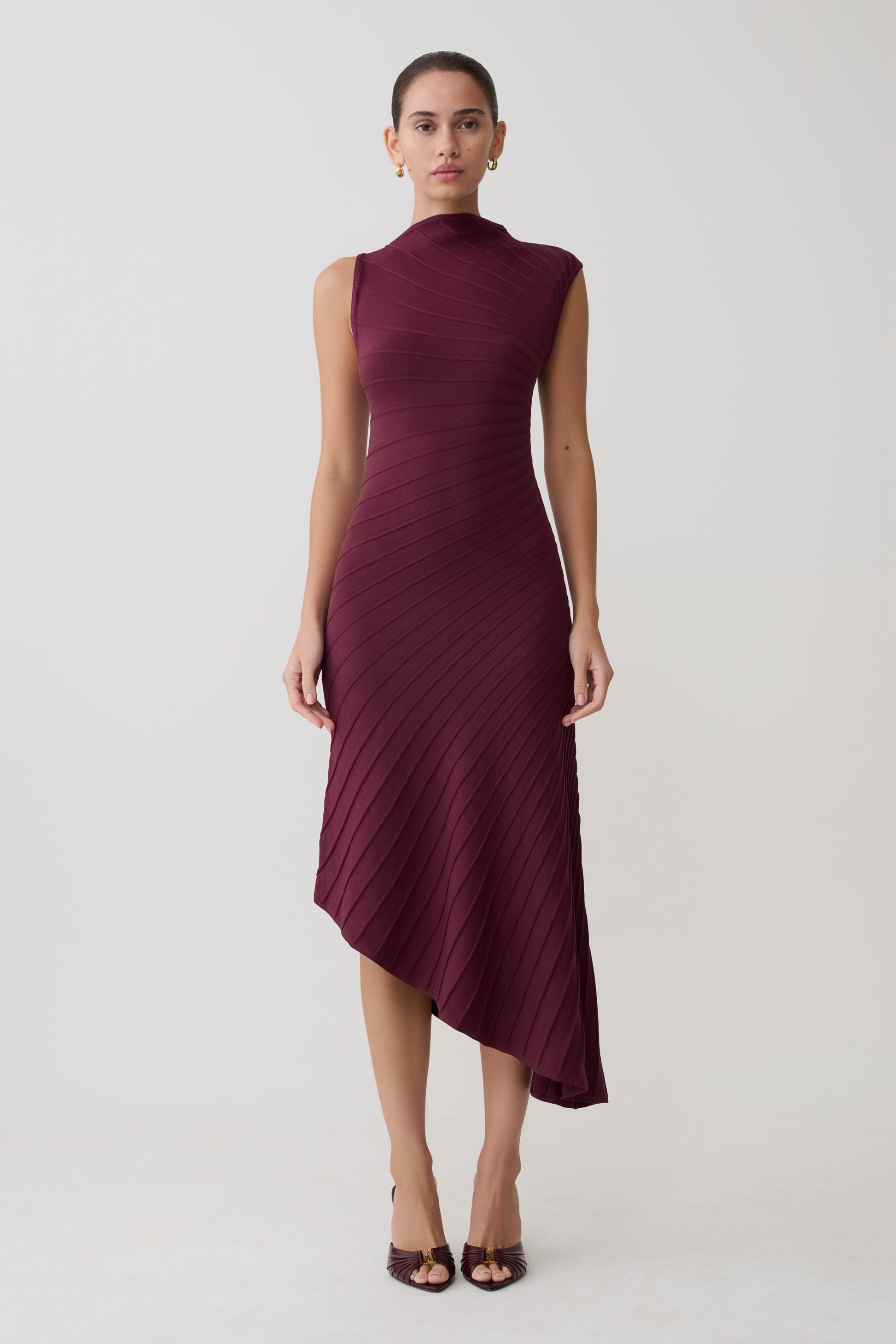 Milasandra Pleated Knit Dress - Plum #10