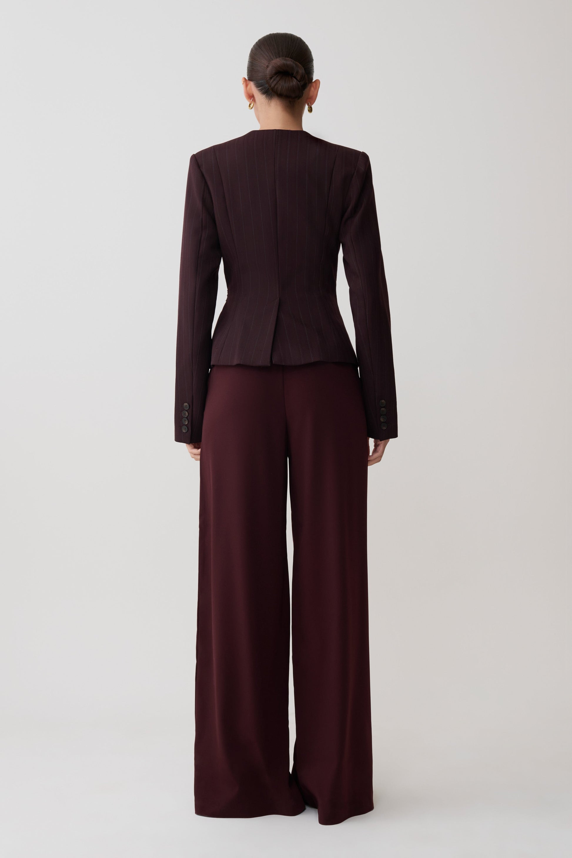Agatha Square Neck Blazer - Plum Pinstripe #6