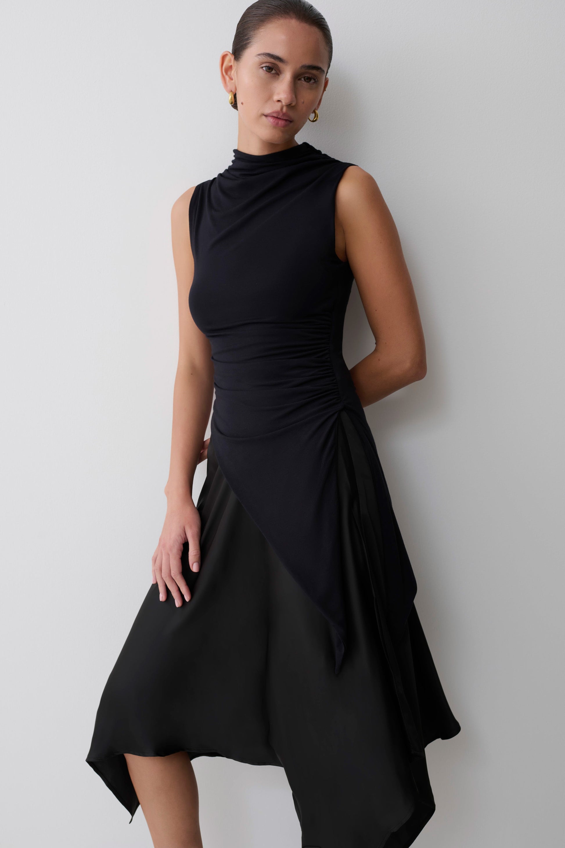 Suong High Neck Gathered Top - Black #11