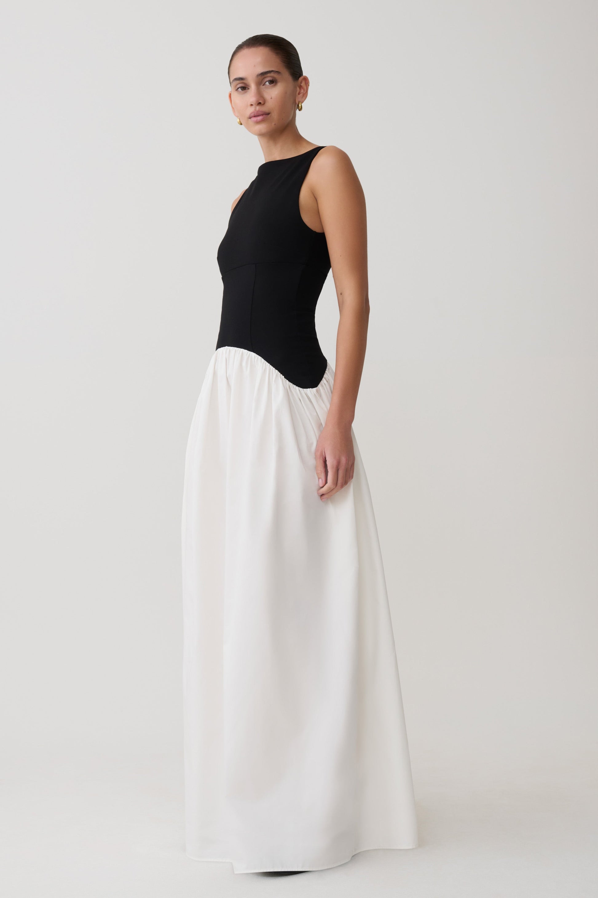 Acacia Contrast Sleeveless Maxi Dress - Black/White #3