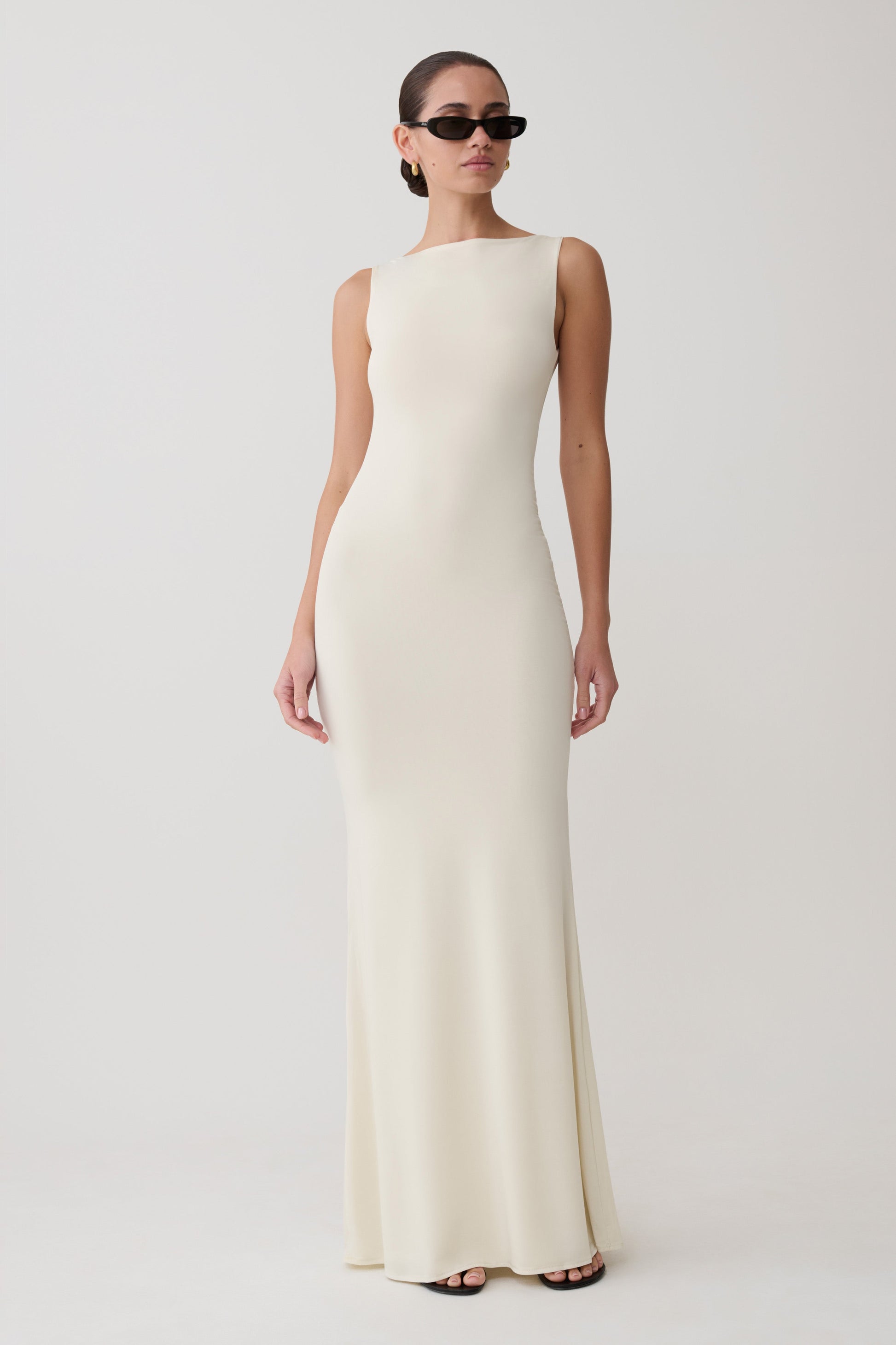 Tarna Sleeveless Slinky Maxi Dress - Bone #4