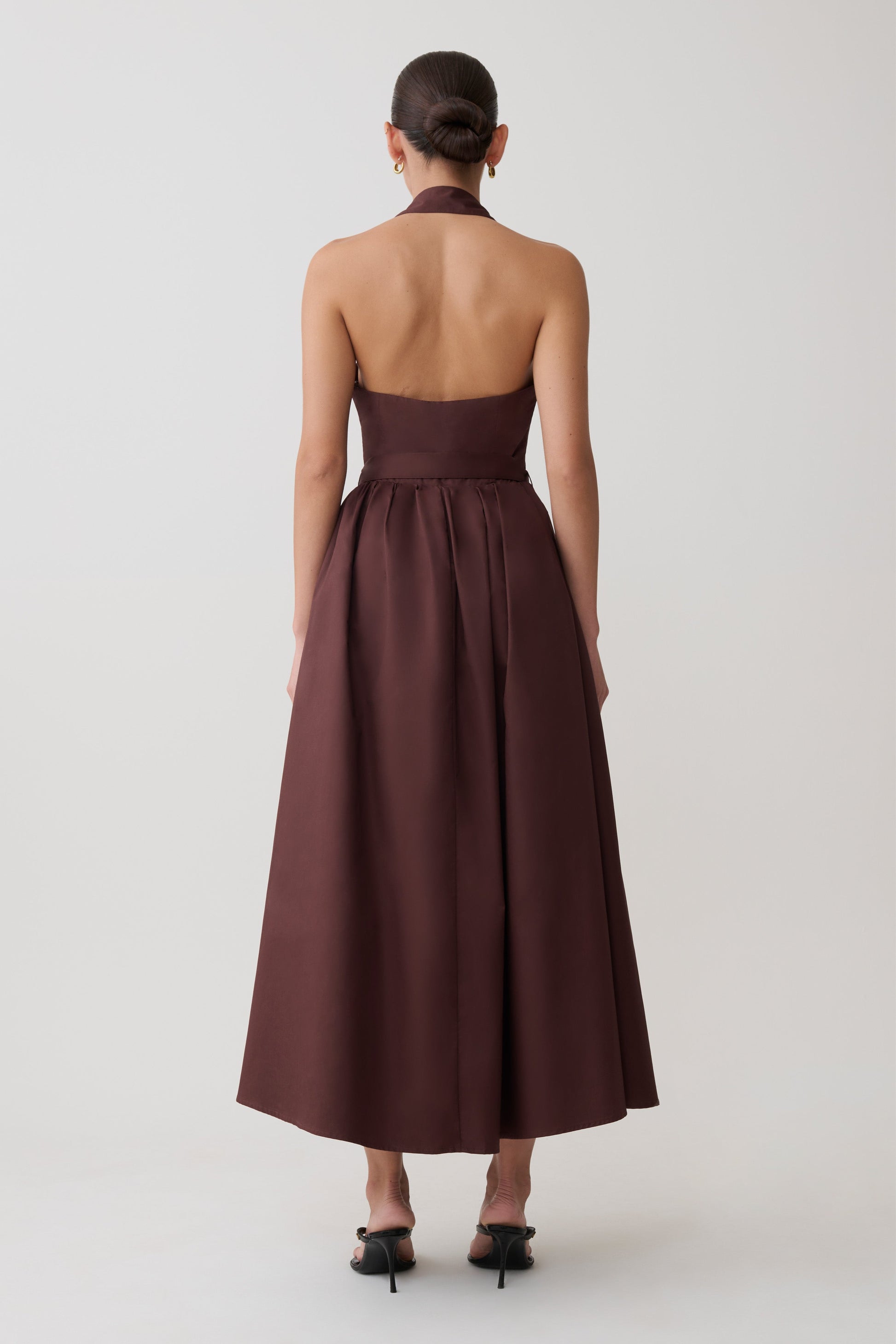 Cindy Collared Midi Dress - Chocolate #2