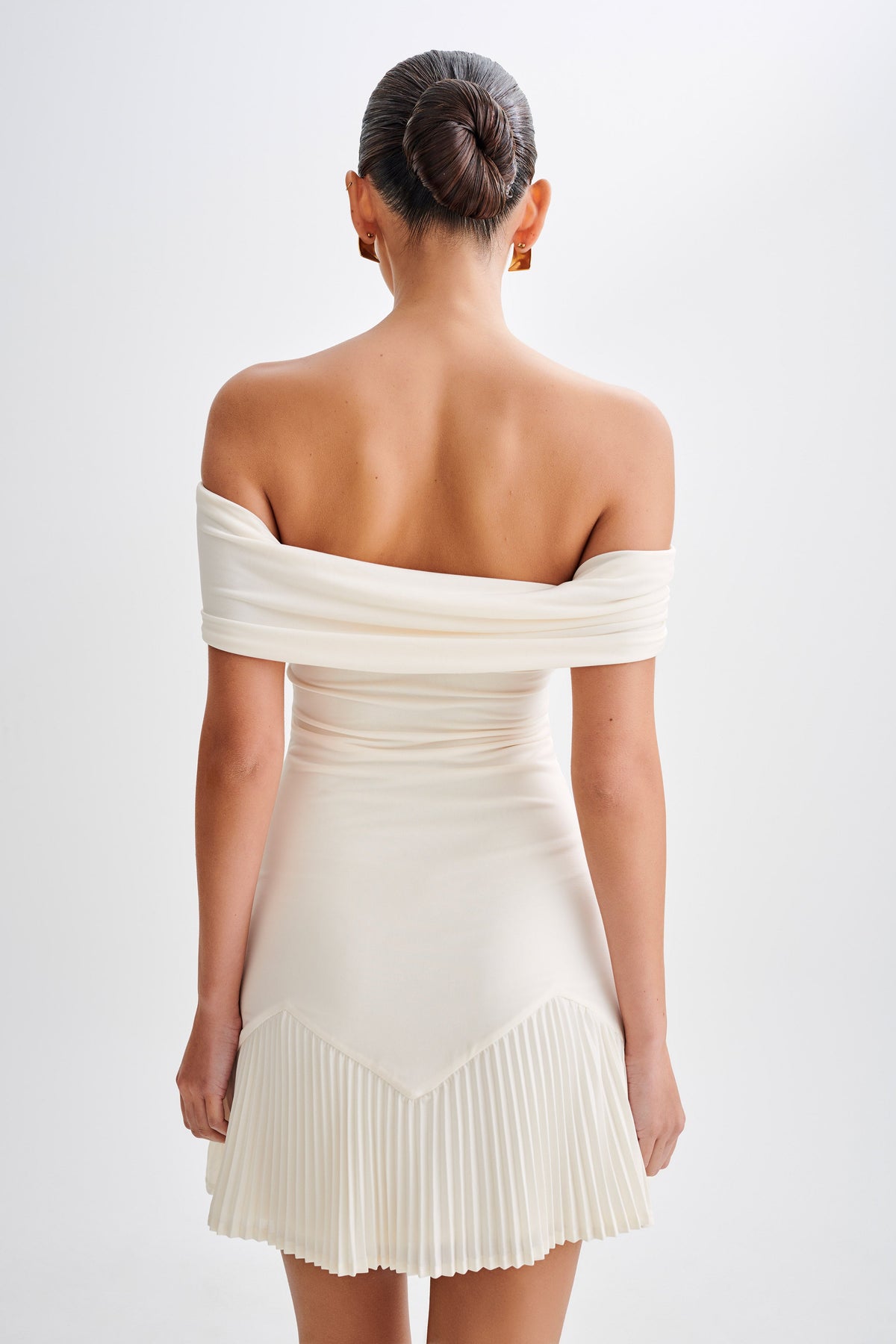 Melina Slinky Off Shoulder Mini Dress - Ivory #3