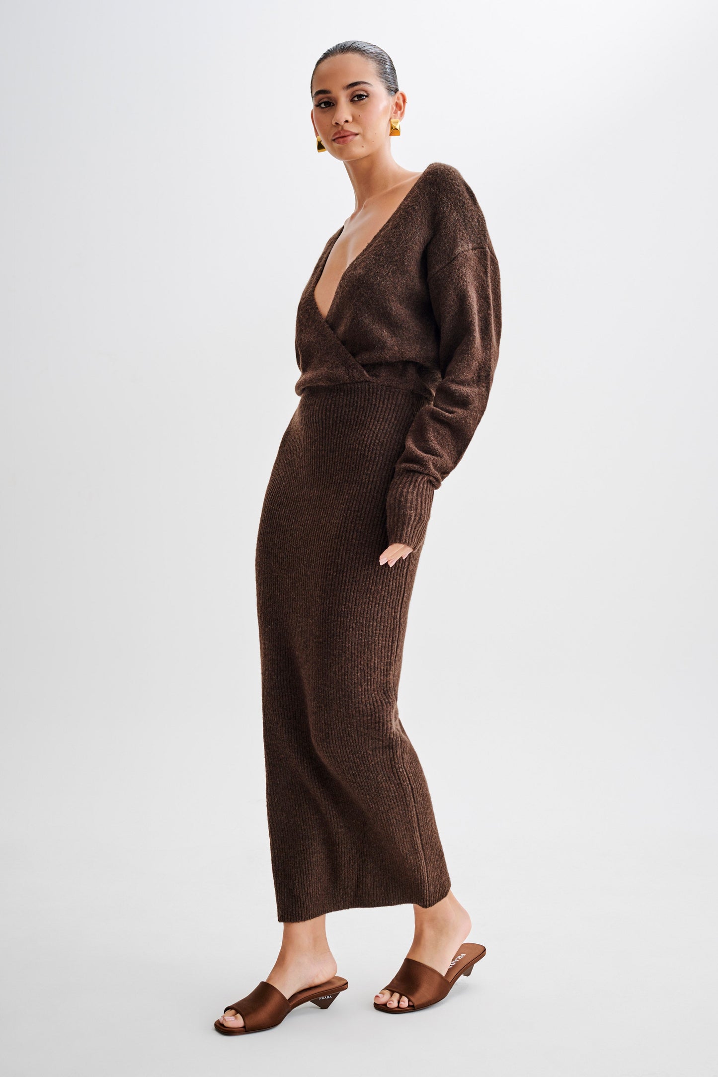 Shannon Knit Maxi Dress - Chocolate