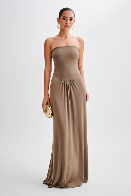 Ruby Strapless Slinky Maxi Dress - Coco