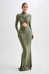 Pia Slinky Long Sleeve Cutout Maxi Dress - Black