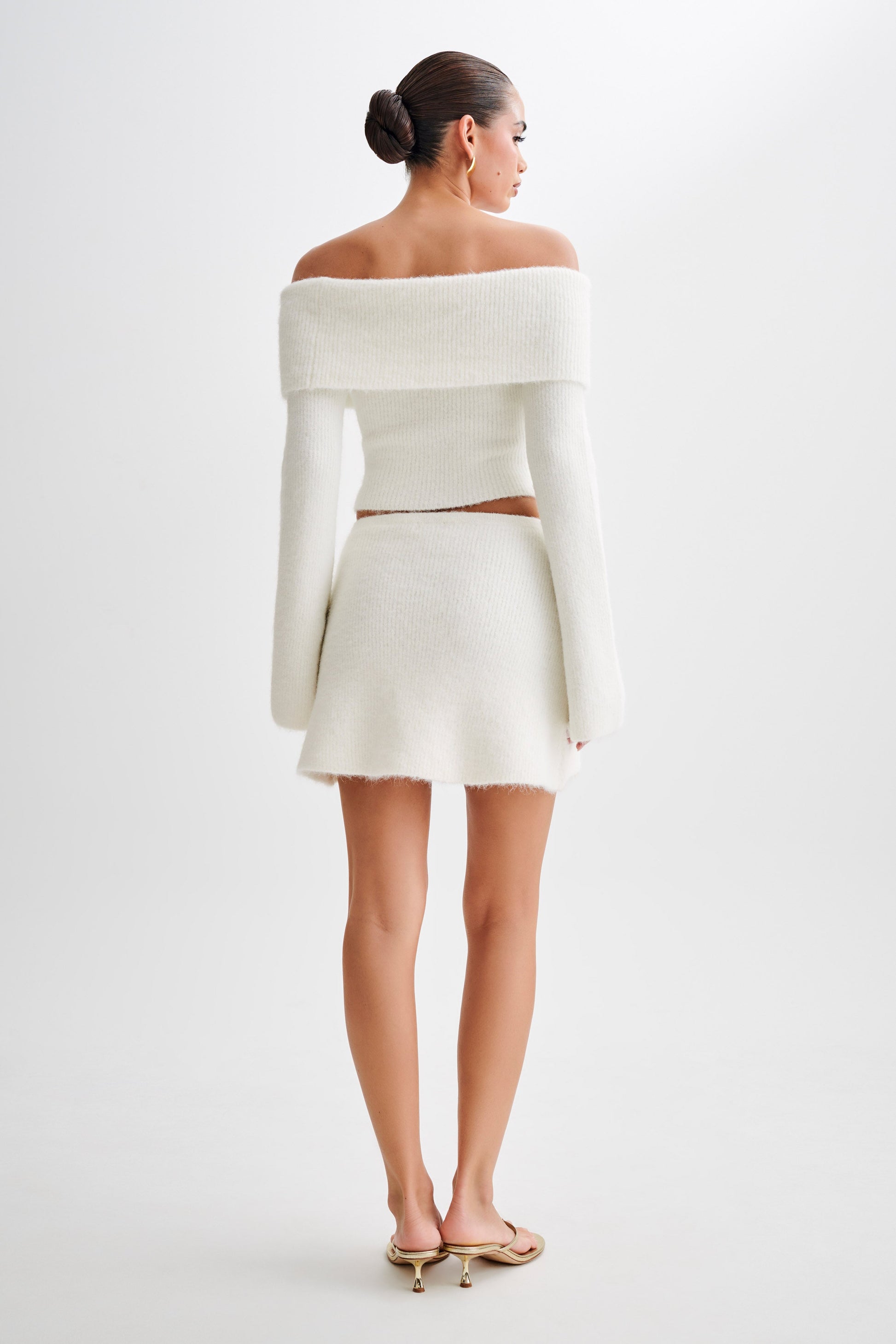 Baxter Fluffy Knit Mini Skirt - Ivory #3