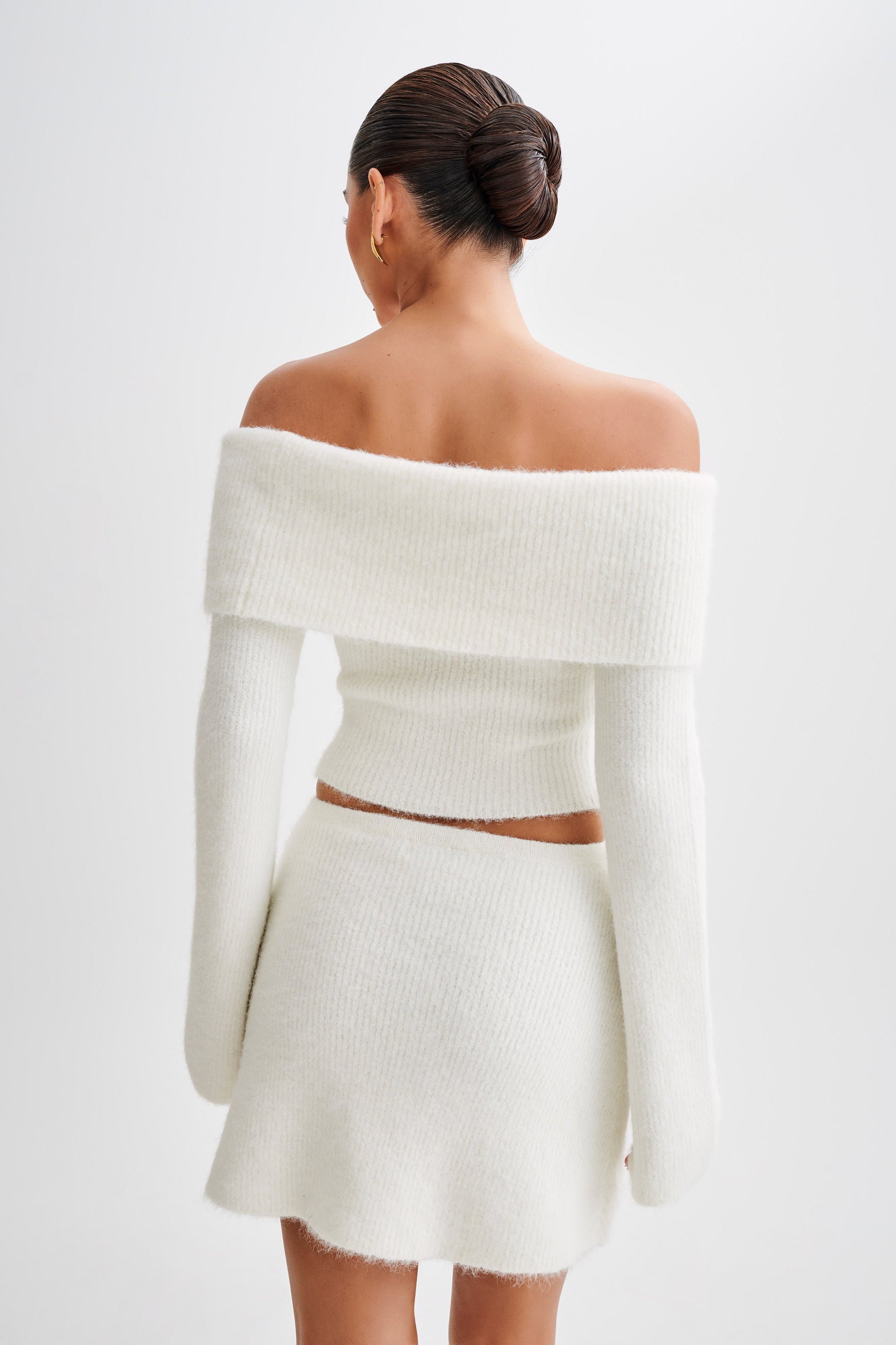 Baxter Off Shoulder Fluffy Knit Top - Ivory #3
