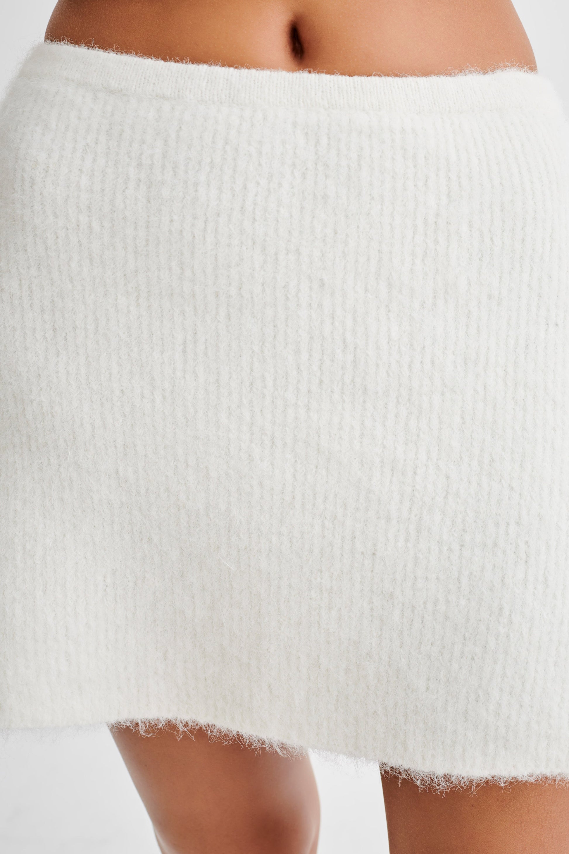 Baxter Fluffy Knit Mini Skirt - Ivory #2