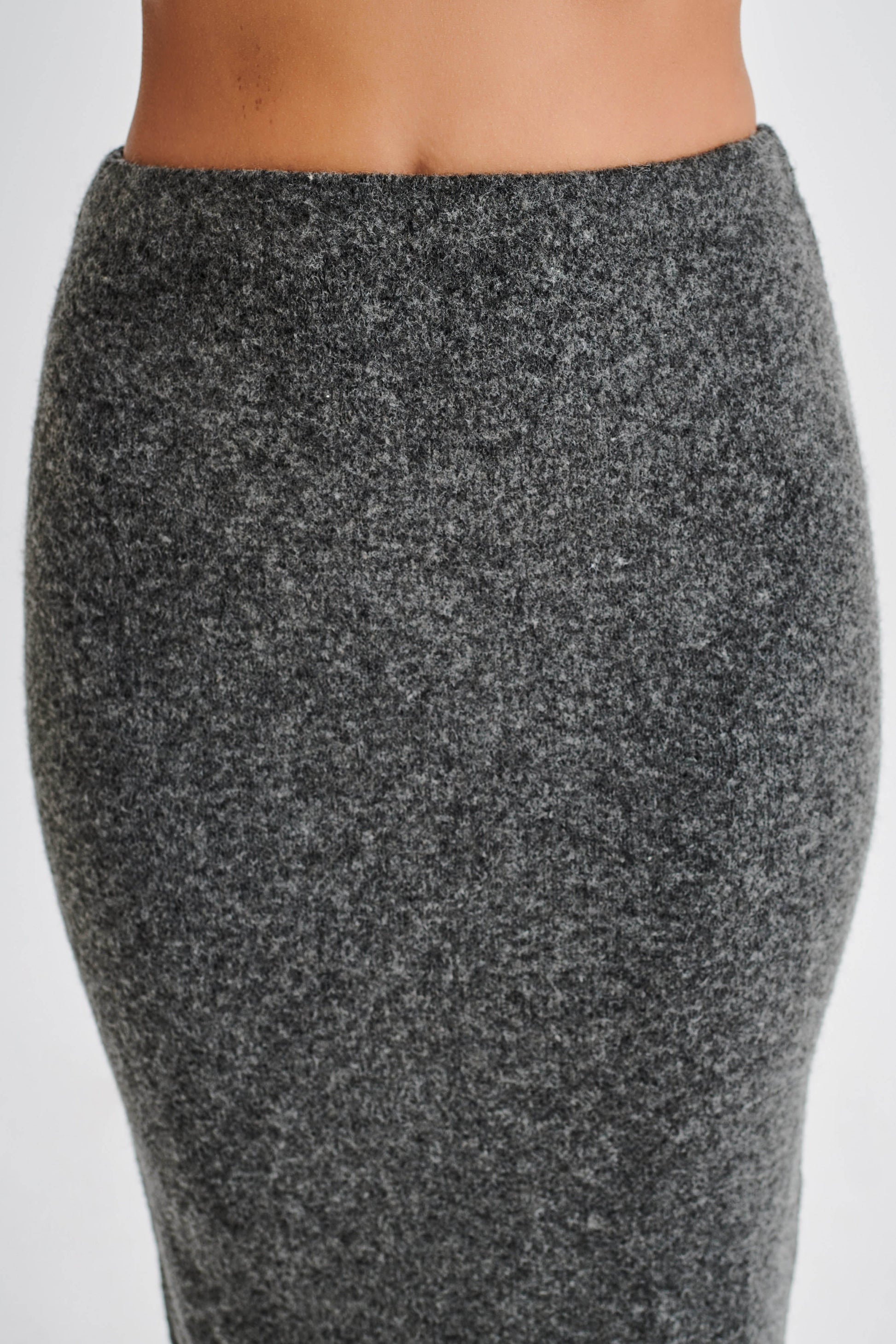 Genevieve Asymmetrical Knit Midi Skirt - Charcoal Marle #4