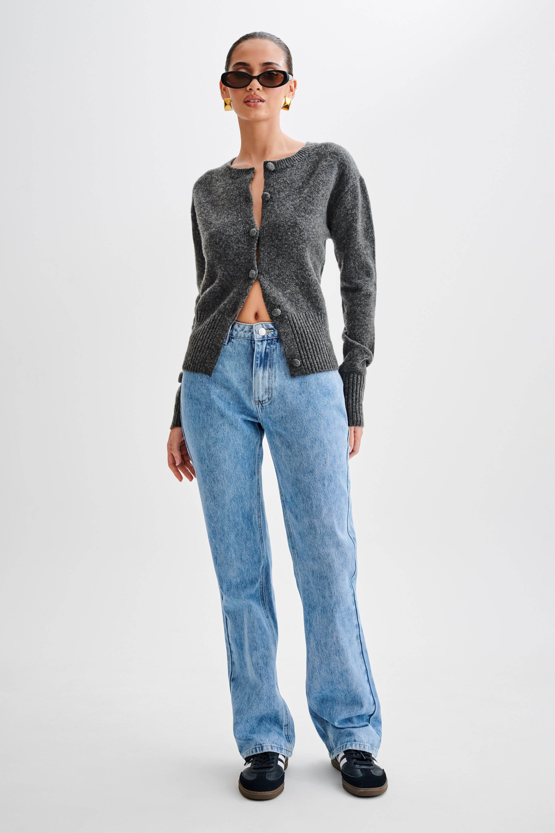 Genevieve Oversized Knit Cardigan - Charcoal Marle #6