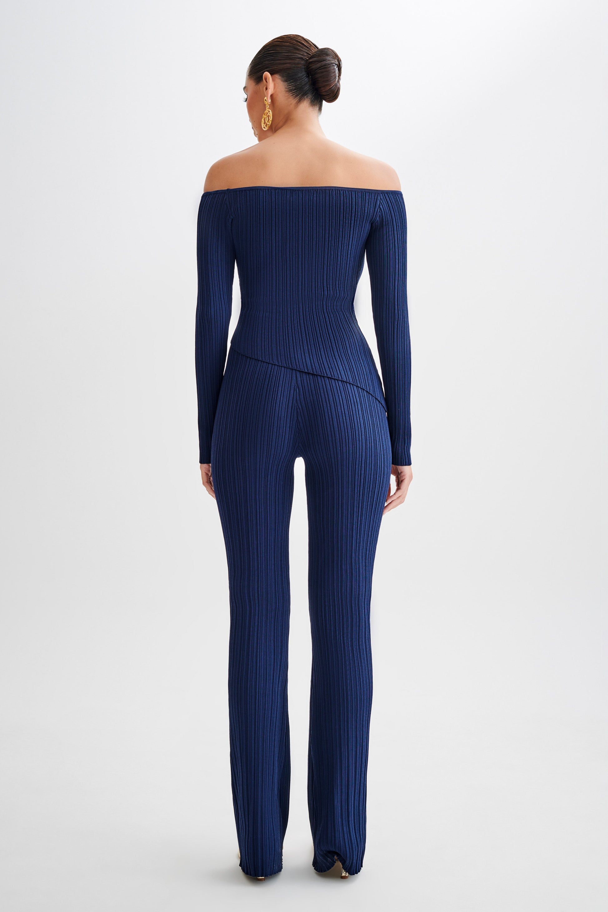 Chiara Straight Leg Rib Knit Pant - Navy #5