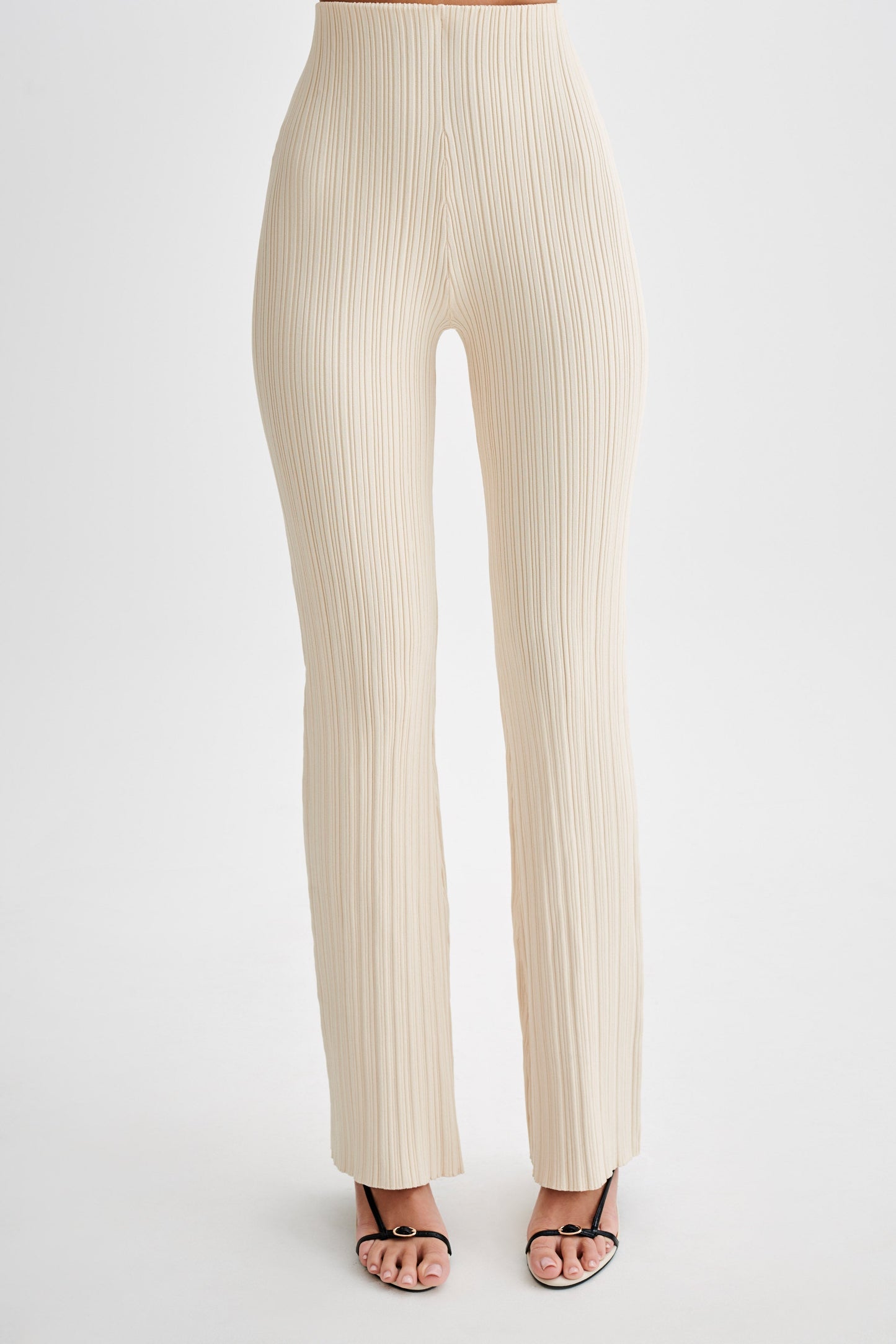 Chiara Straight Leg Rib Knit Pant - Cream