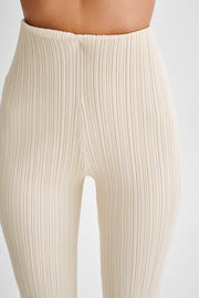 Chiara Straight Leg Rib Knit Pant - Cream