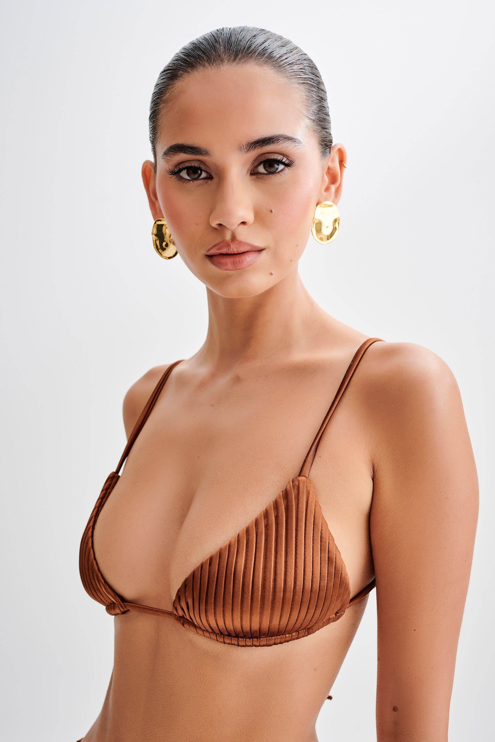 Michelle Pleated Bikini Top - Chocolate #11